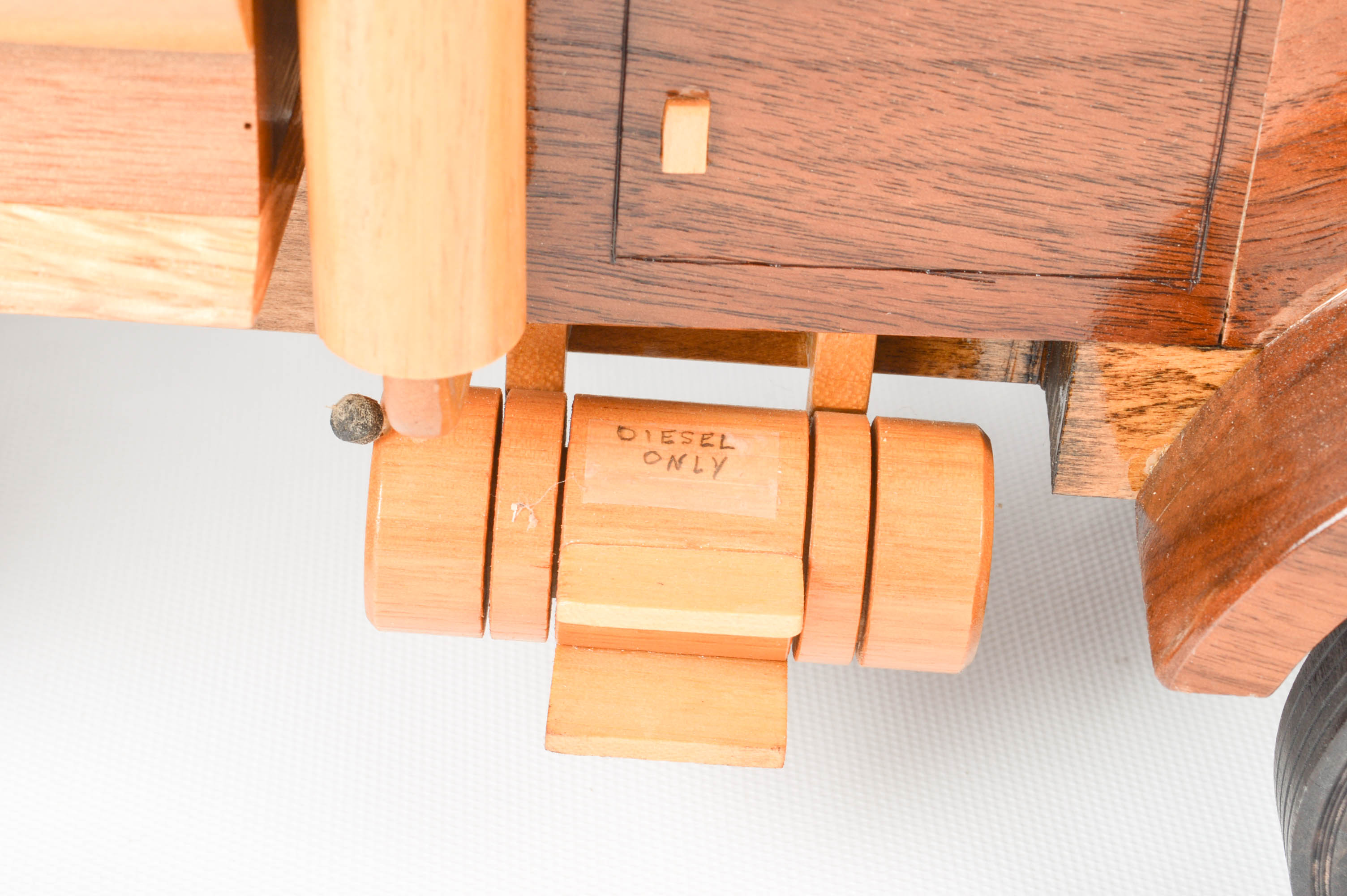 Handcrafted Wooden Dump Truck With Backhoe and Trailer