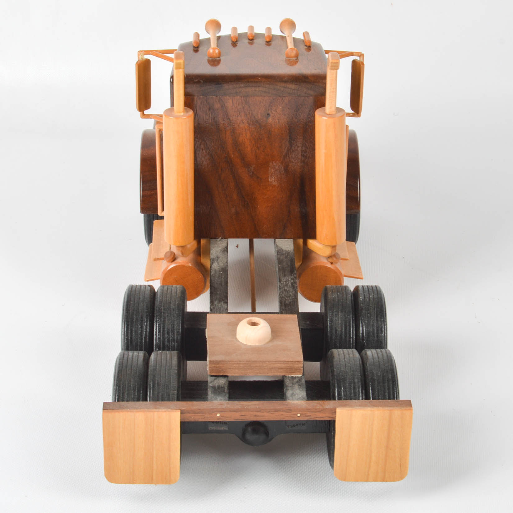 Handcrafted Wooden Truck, Bulldozer, Backhoe, and Trailer