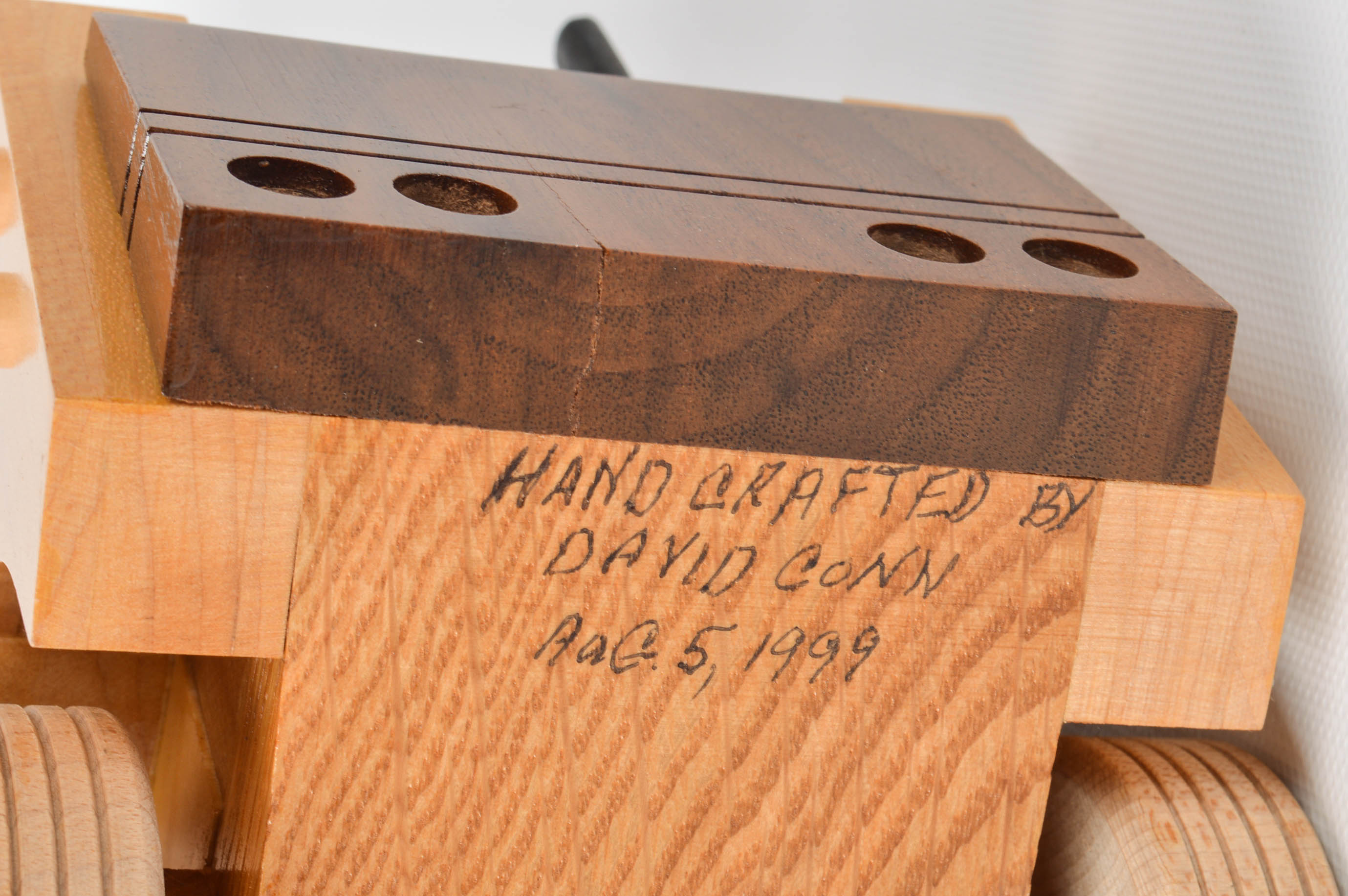 Handcrafted Wooden Truck, Bulldozer, Backhoe, and Trailer