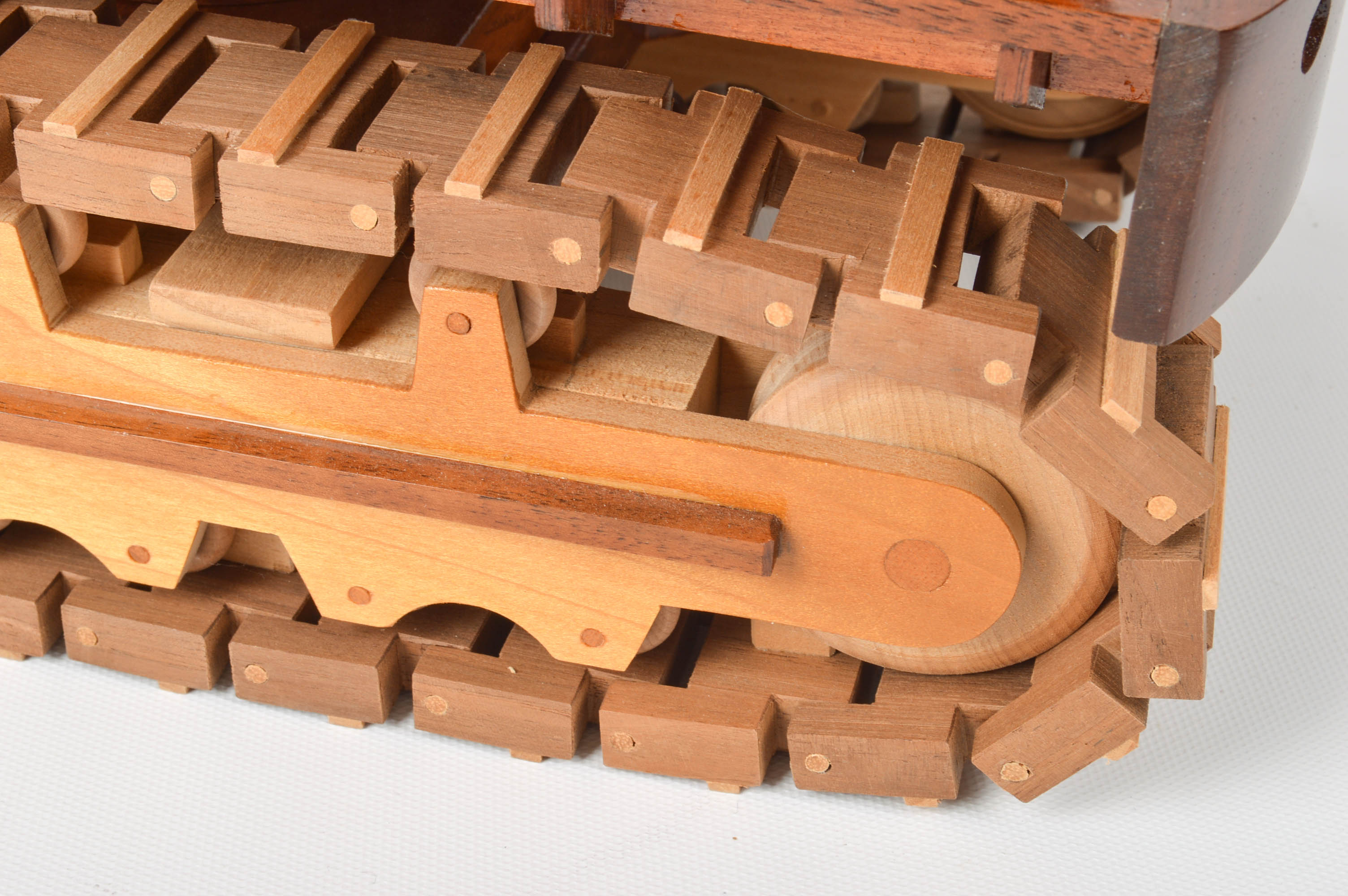 Handcrafted Wooden Truck, Bulldozer, Backhoe, and Trailer