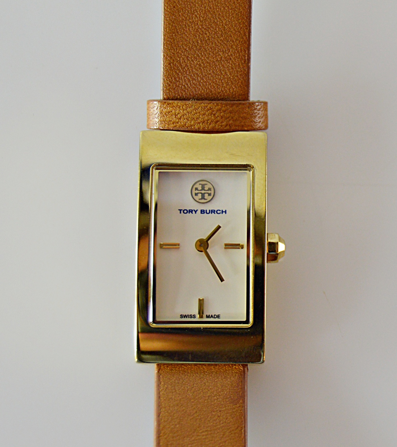 Tory Burch Plated Stainless Steel Watch With Wrap-Around Leather Strap