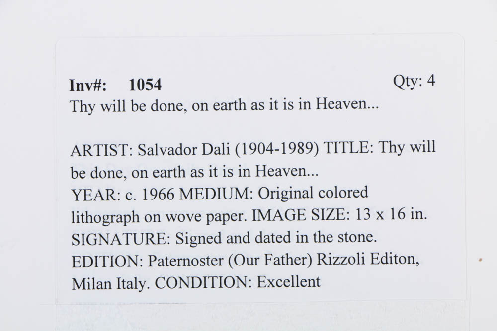 After Salvador Dalí Offset Lithograph on Paper "Thy Will be Done, on Earth As It Is on Heaven..."