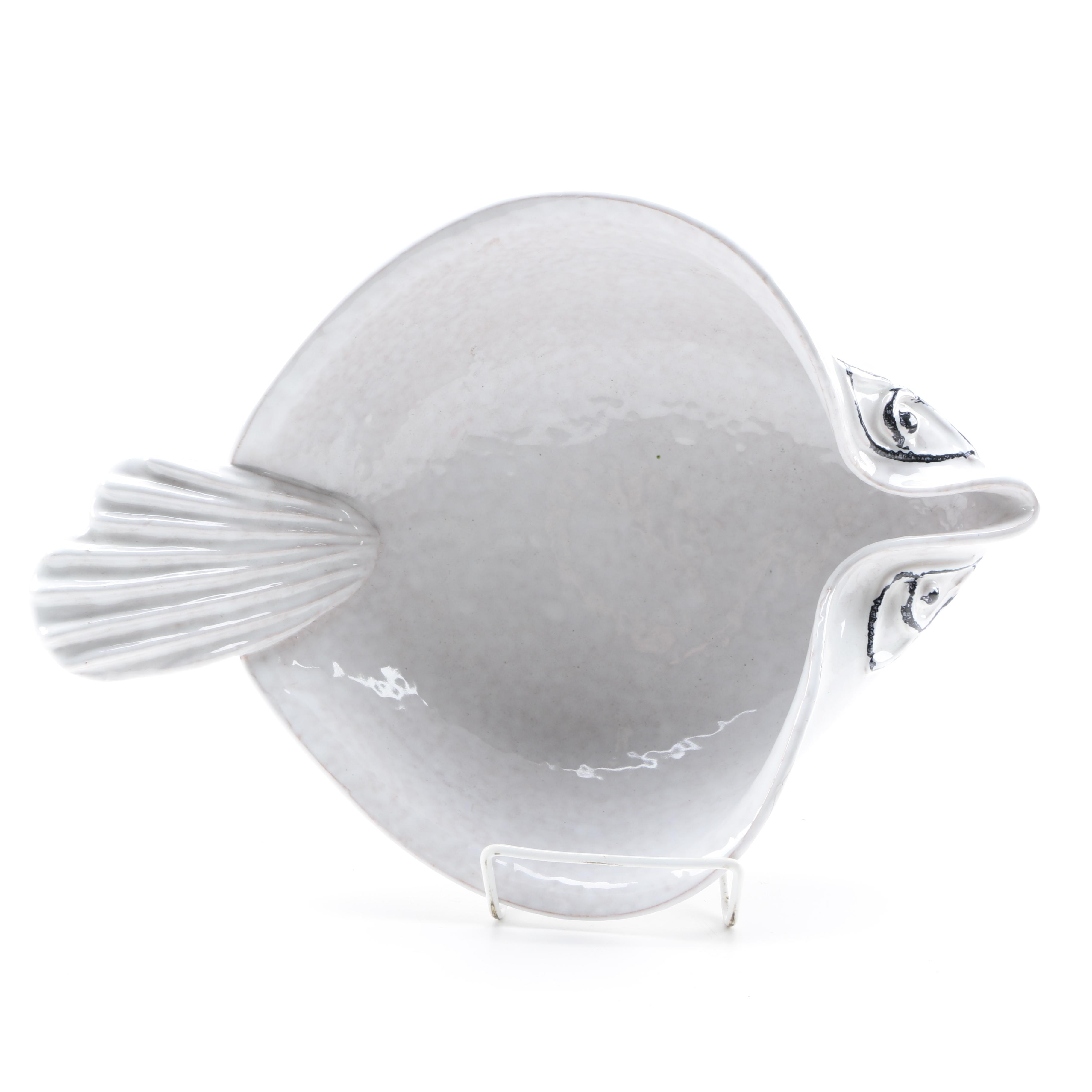 Decorative Ceramic Fish Dish After Raymor Italy