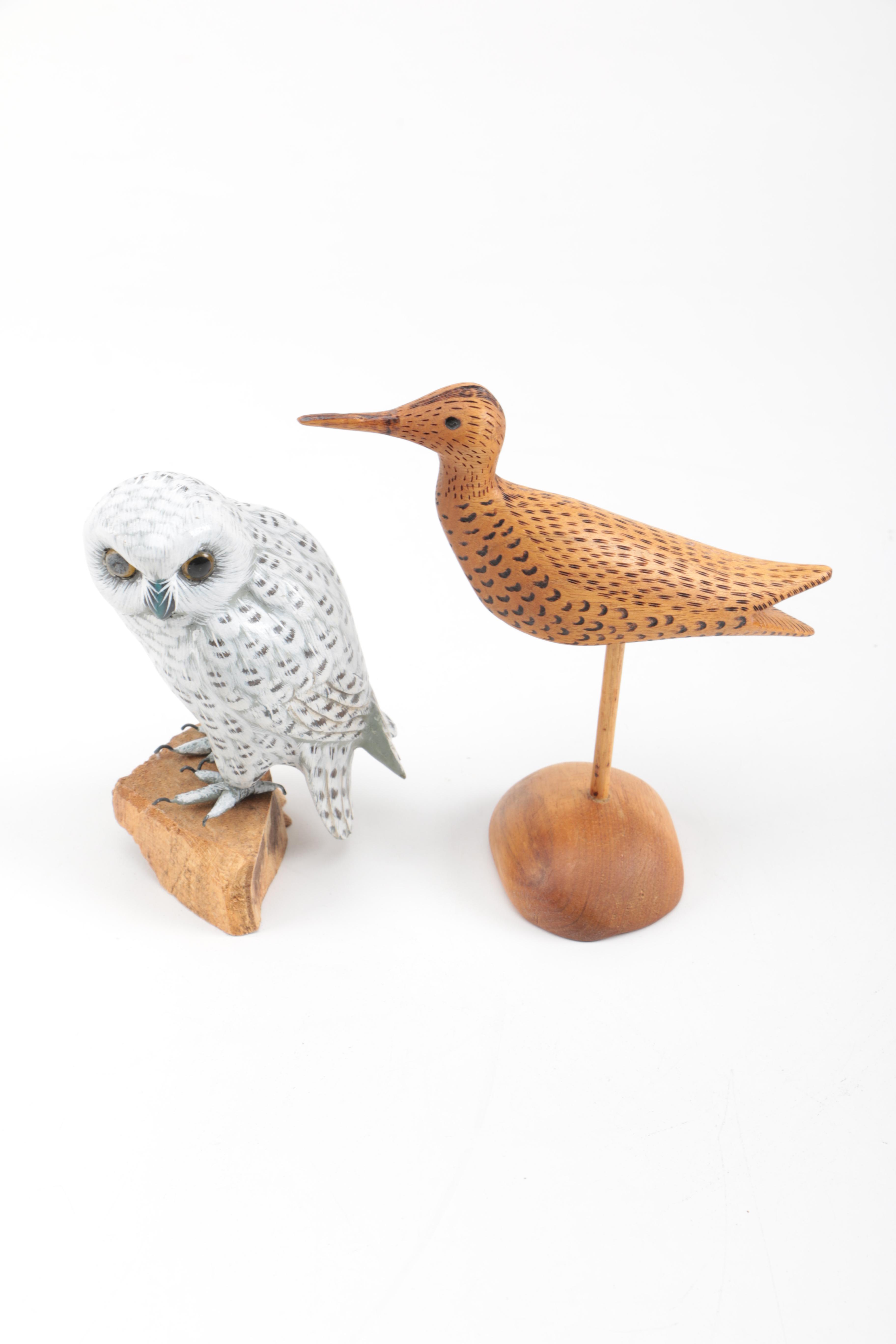 Carved Wooden Bird Figurines