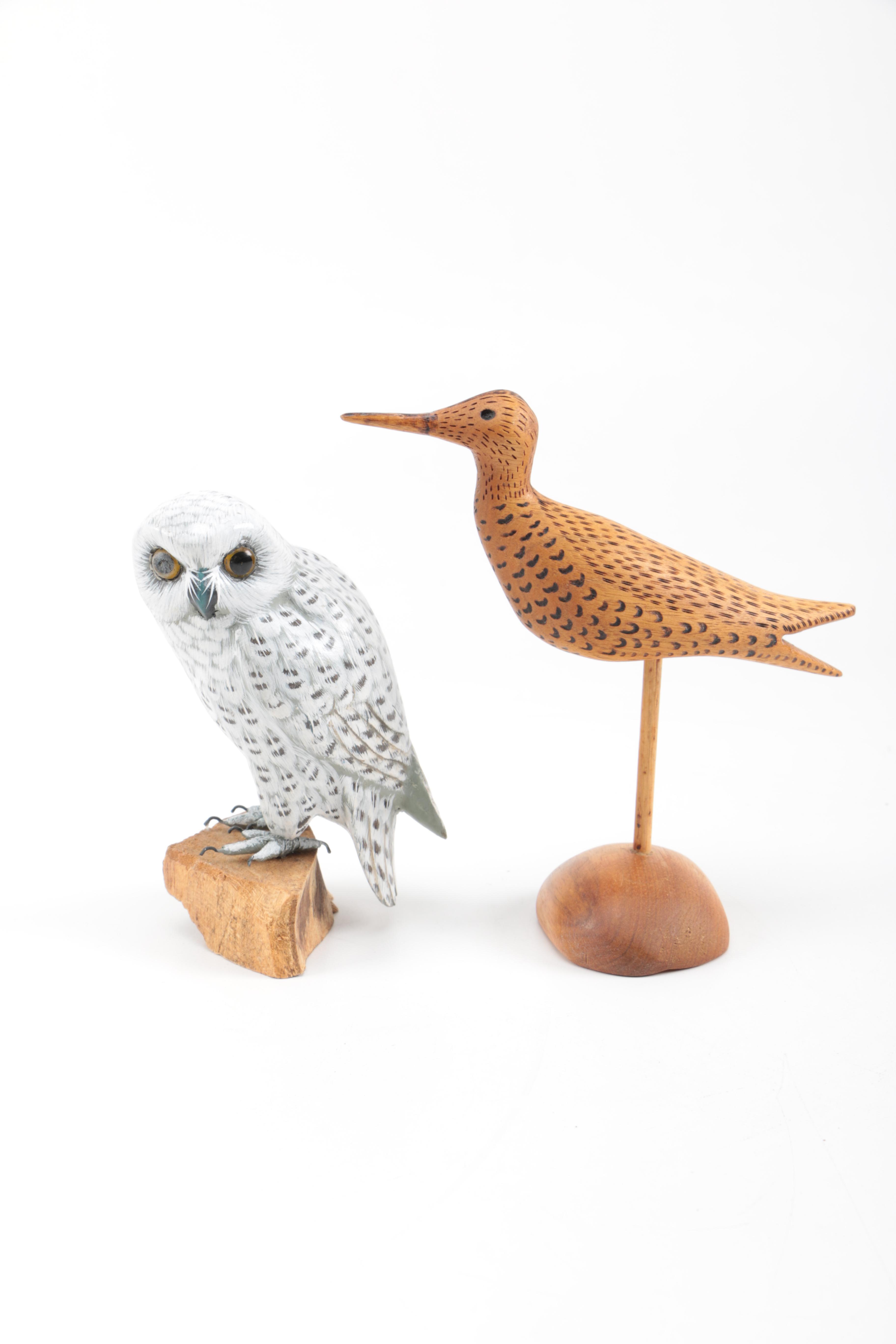 Carved Wooden Bird Figurines