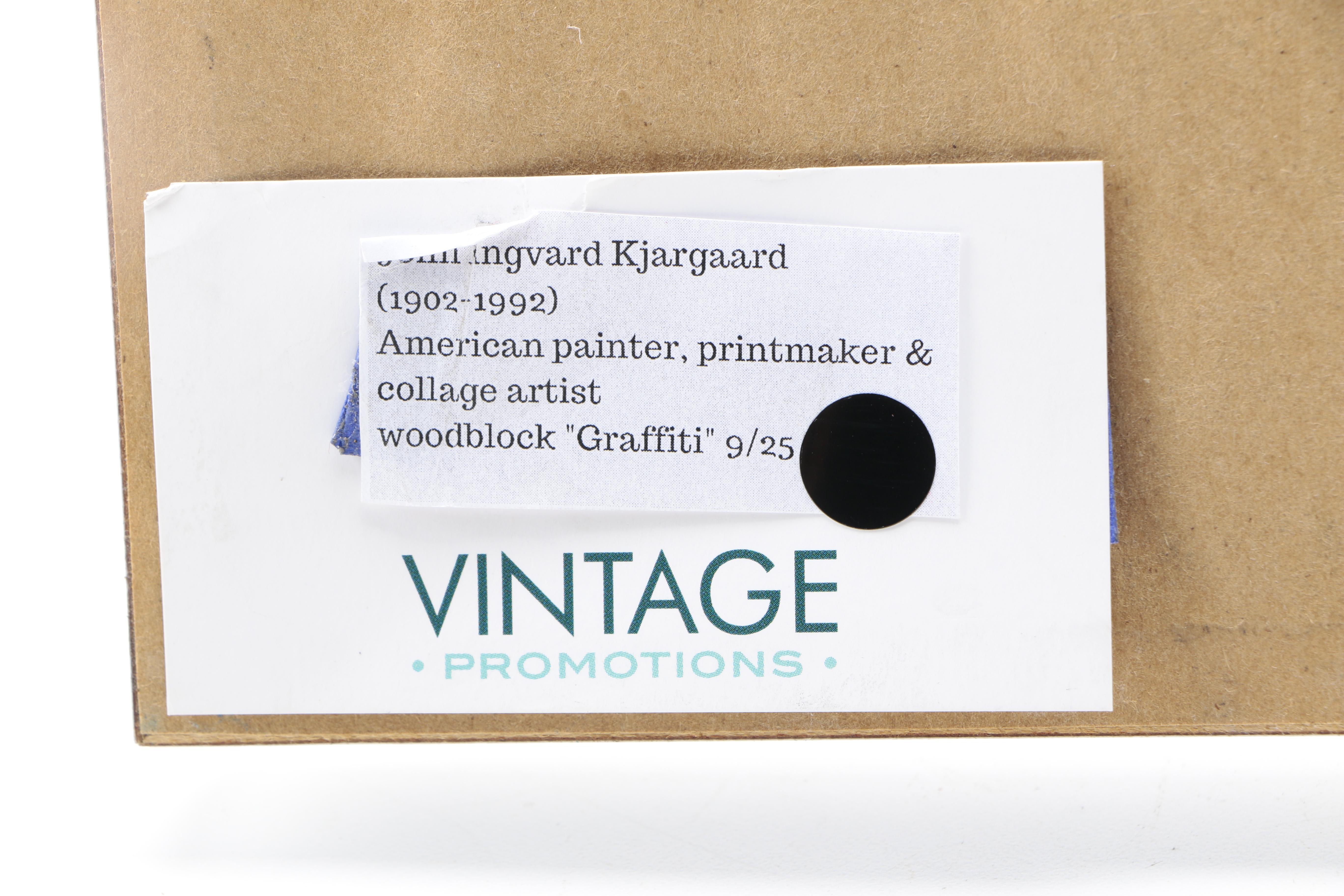 John Ingvard Kjargaard Woodblock on Paper "Graffiti"