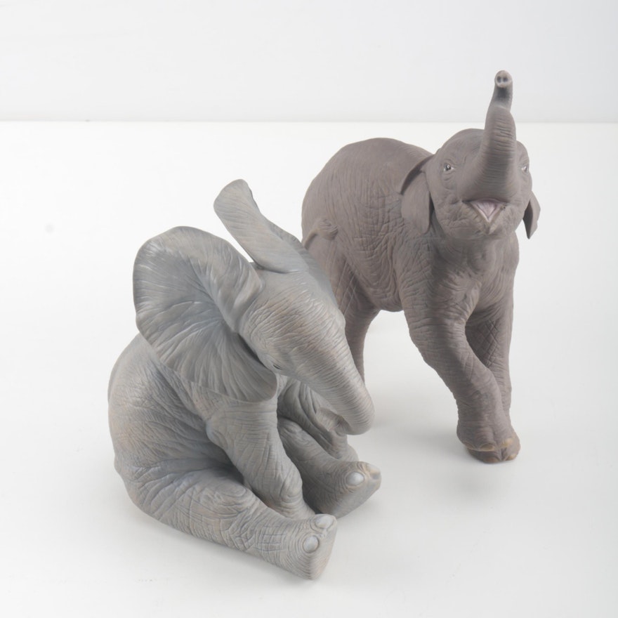 1991 Lenox African Elephant Calf and 1992 Lenox Asian Elephant