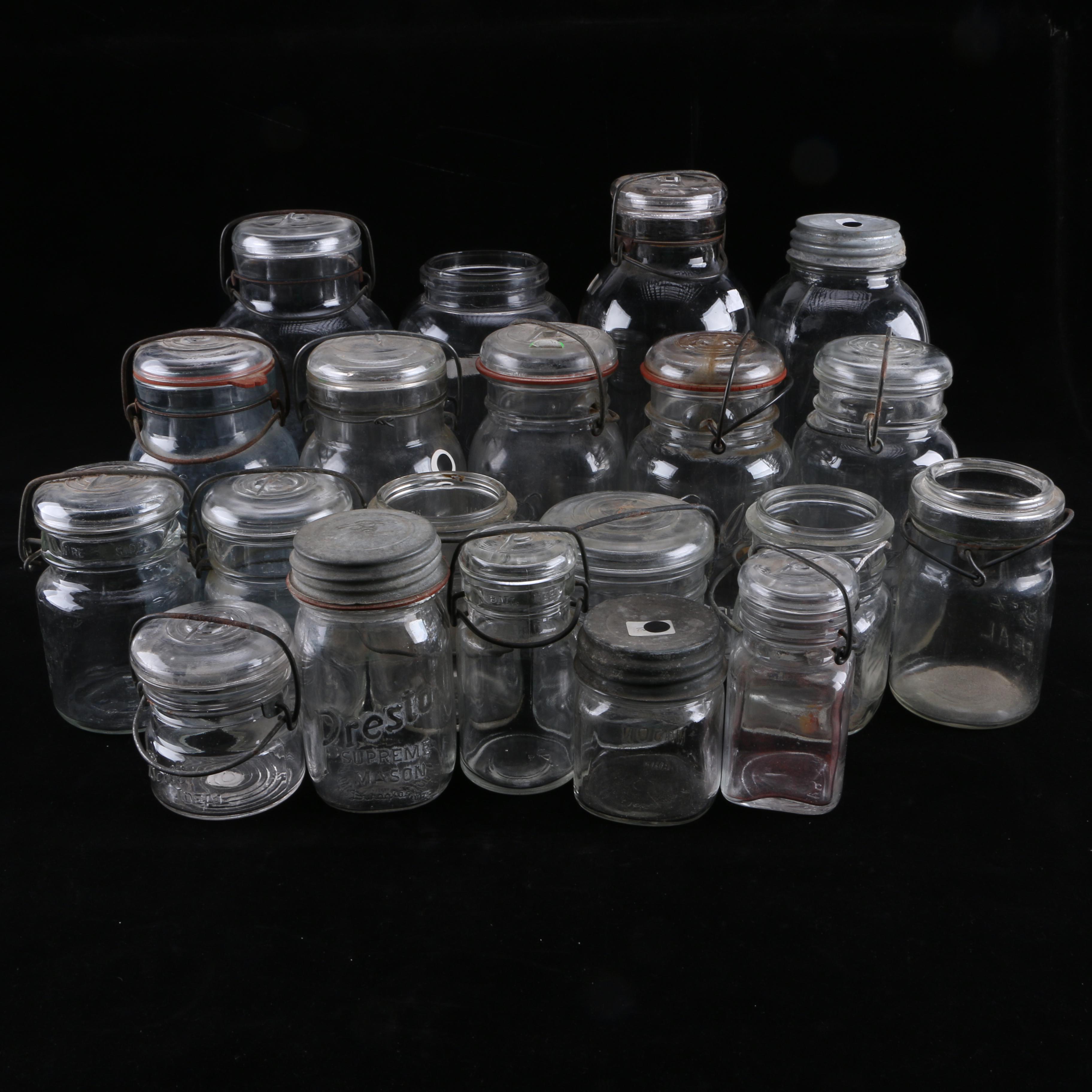 Vintage Mason Glass Jars Including Presto and Atlas