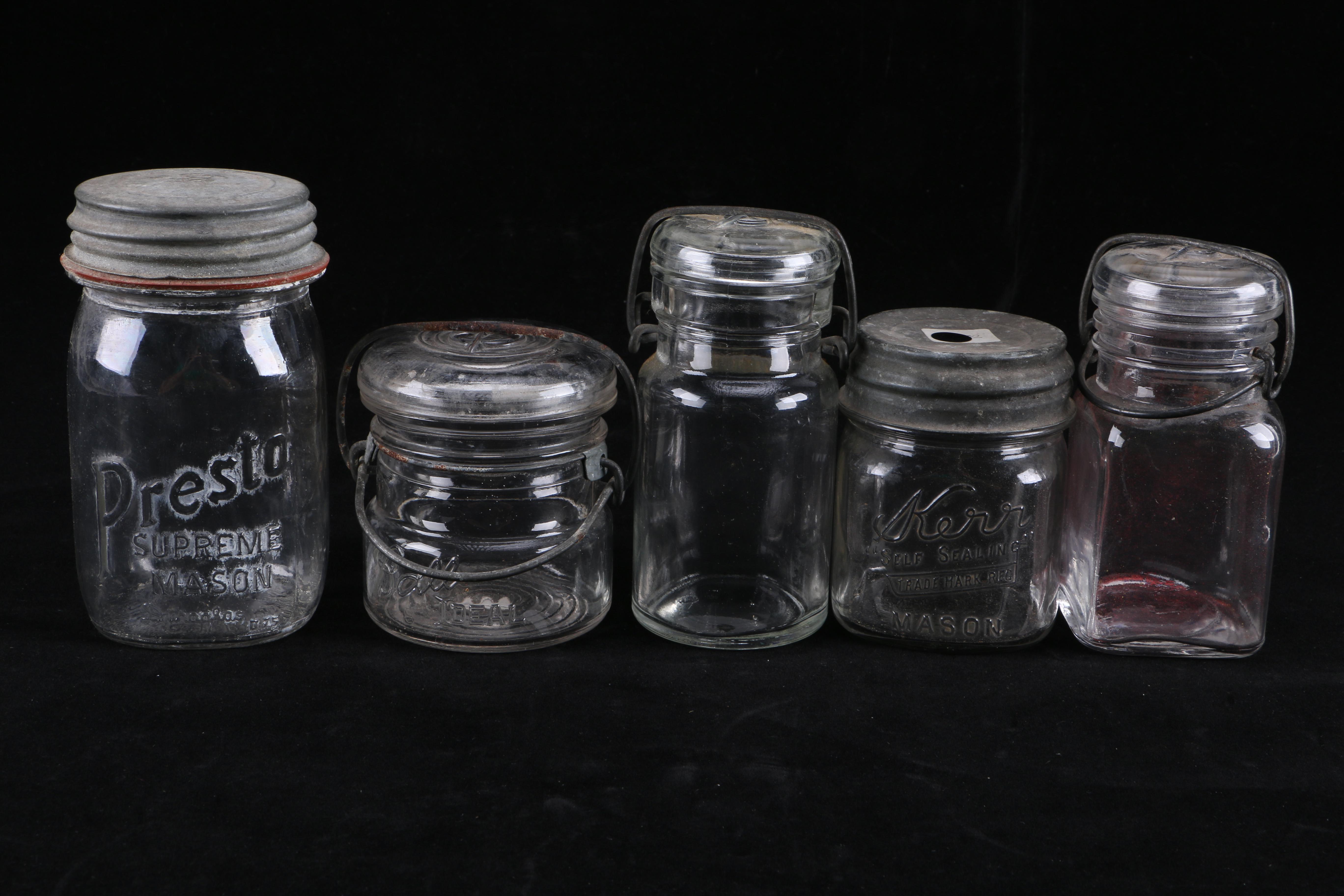 Vintage Mason Glass Jars Including Presto and Atlas