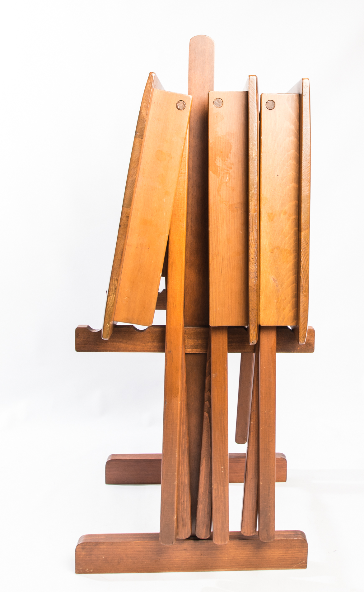 Vintage Wooden Television Trays with Stand
