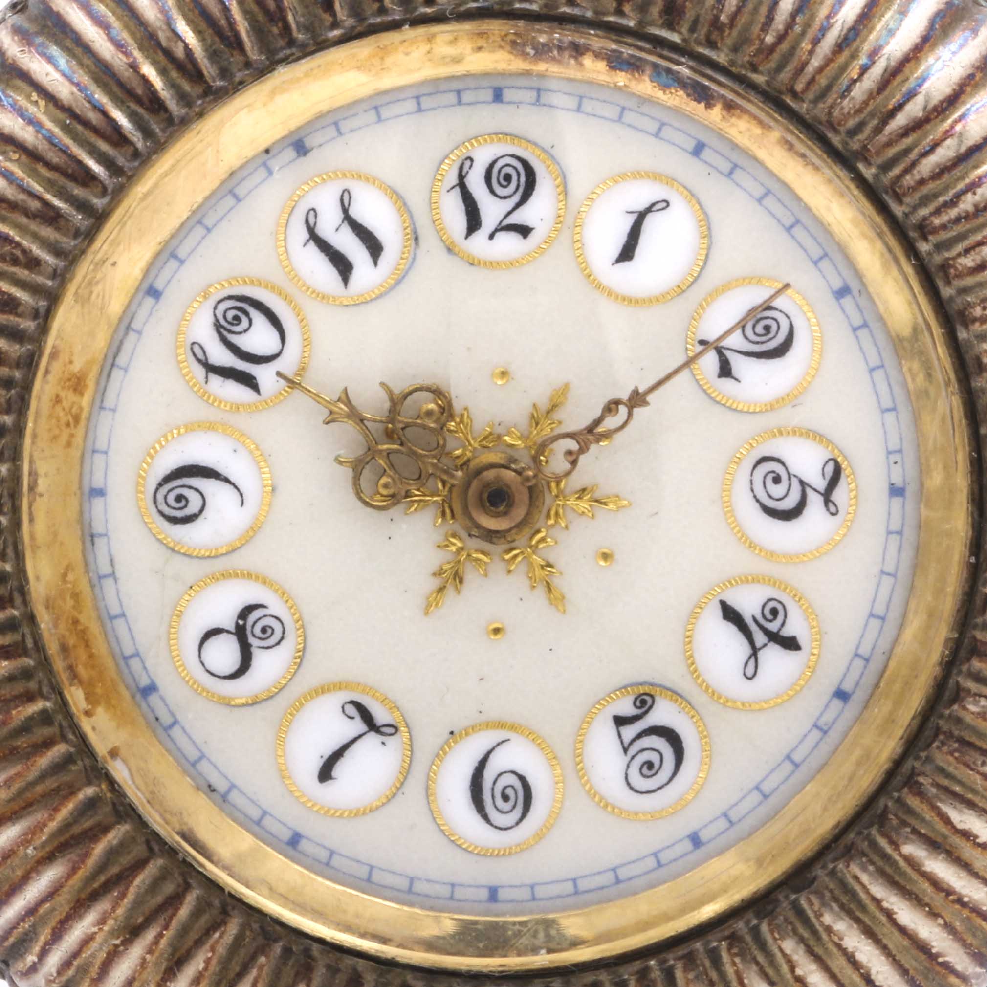 Gold Plated and Coin Silver Seed Pearl Circular Pocket Watch