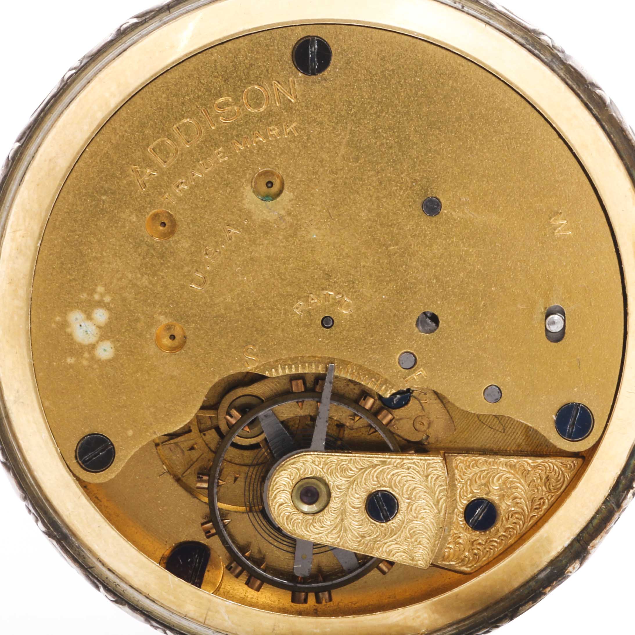 Gold Plated and Coin Silver Seed Pearl Circular Pocket Watch