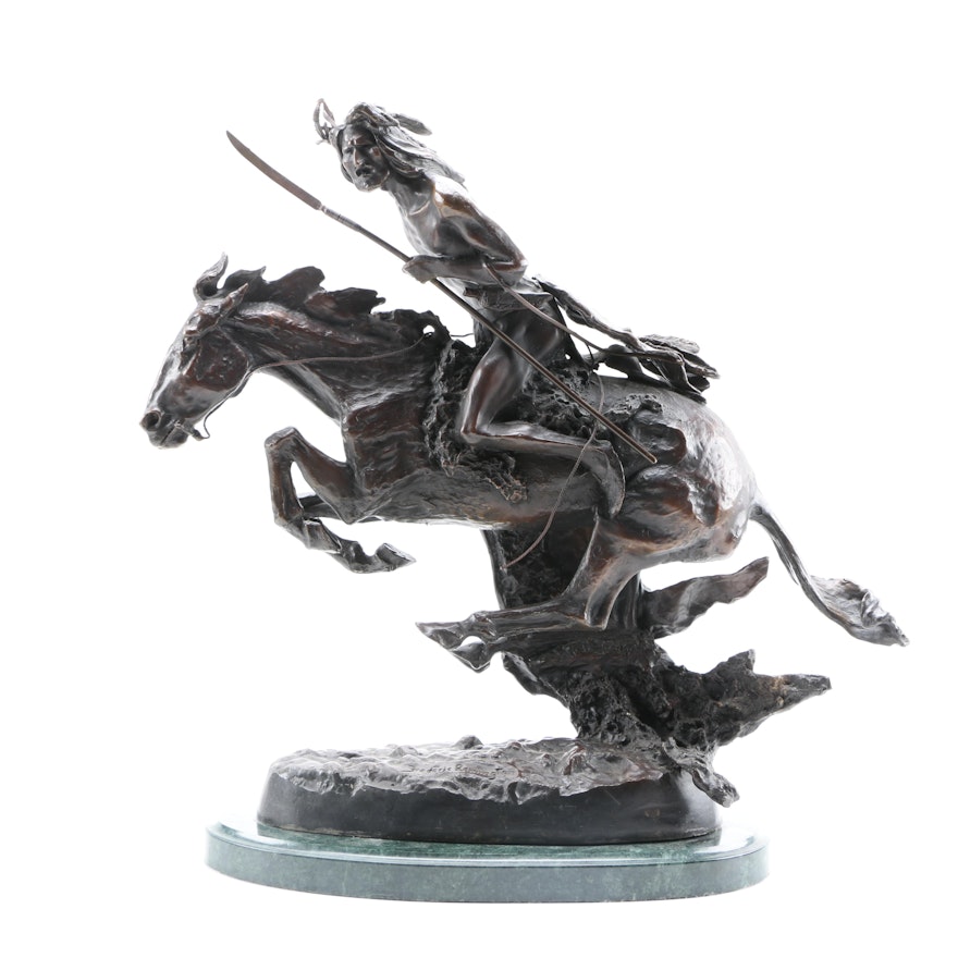 Copper Alloy Reproduction Sculpture After Frederic Remington "Cheyenne"