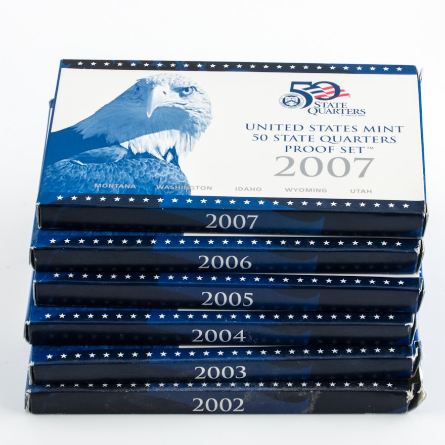 Group of Six State Quarters Proof Sets