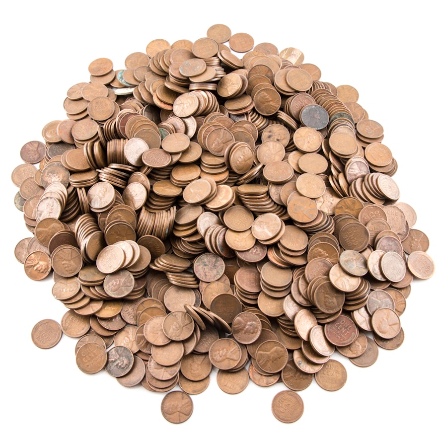 1000 Assorted Lincoln Wheat Ear Cents