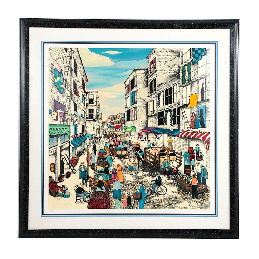 Linnea Pergola Artist Proof Limited Edition Serigraph "Mulberry Street, New York"