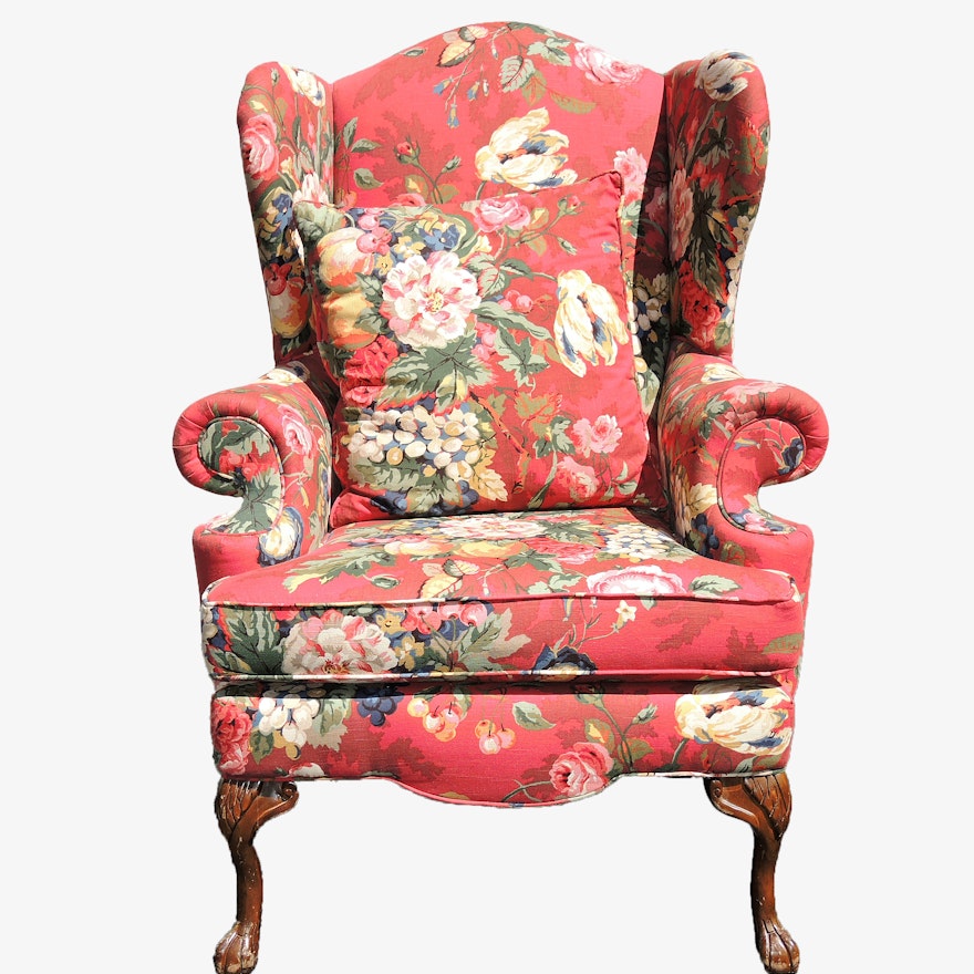 Traditional Wingback Upholstered Arm Chair