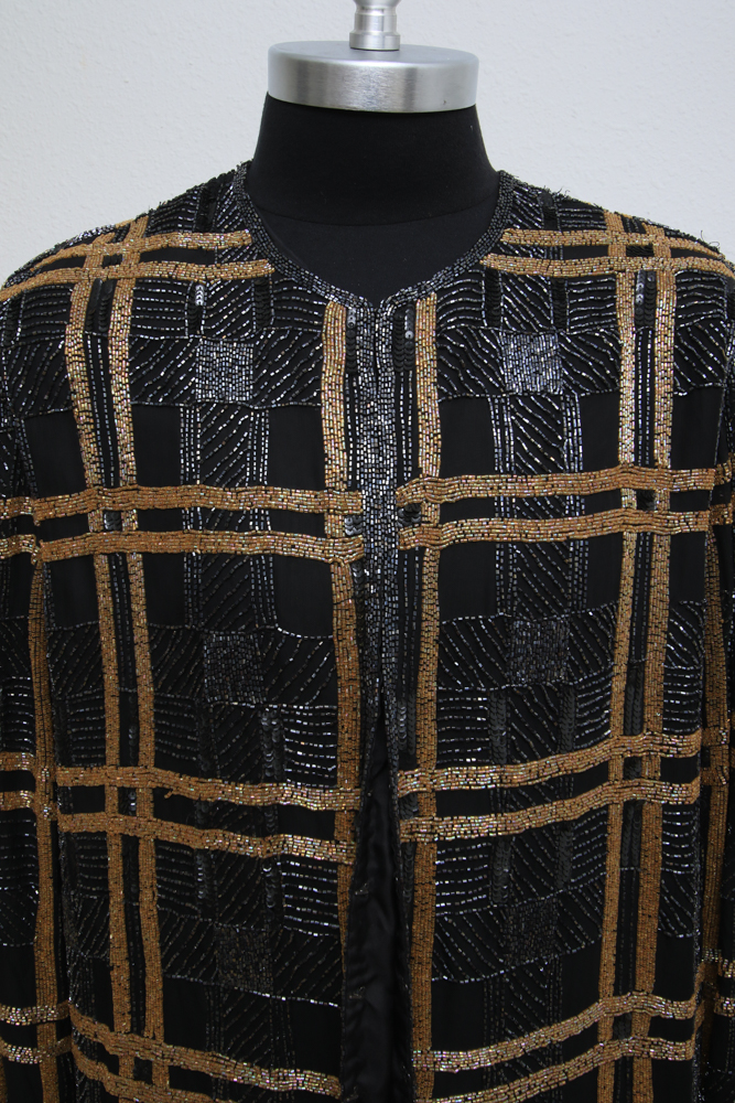 Vintage Valerie Stevens II Evening Gold & Black Beaded Jacket