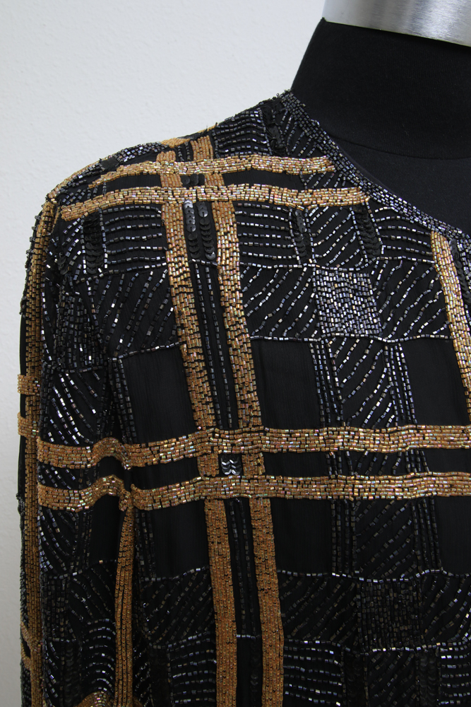 Vintage Valerie Stevens II Evening Gold & Black Beaded Jacket