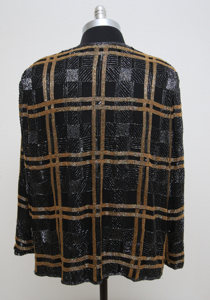 Vintage Valerie Stevens II Evening Gold & Black Beaded Jacket
