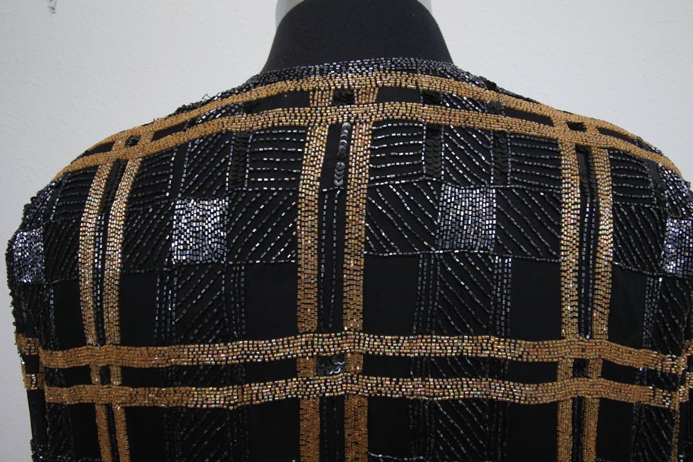Vintage Valerie Stevens II Evening Gold & Black Beaded Jacket