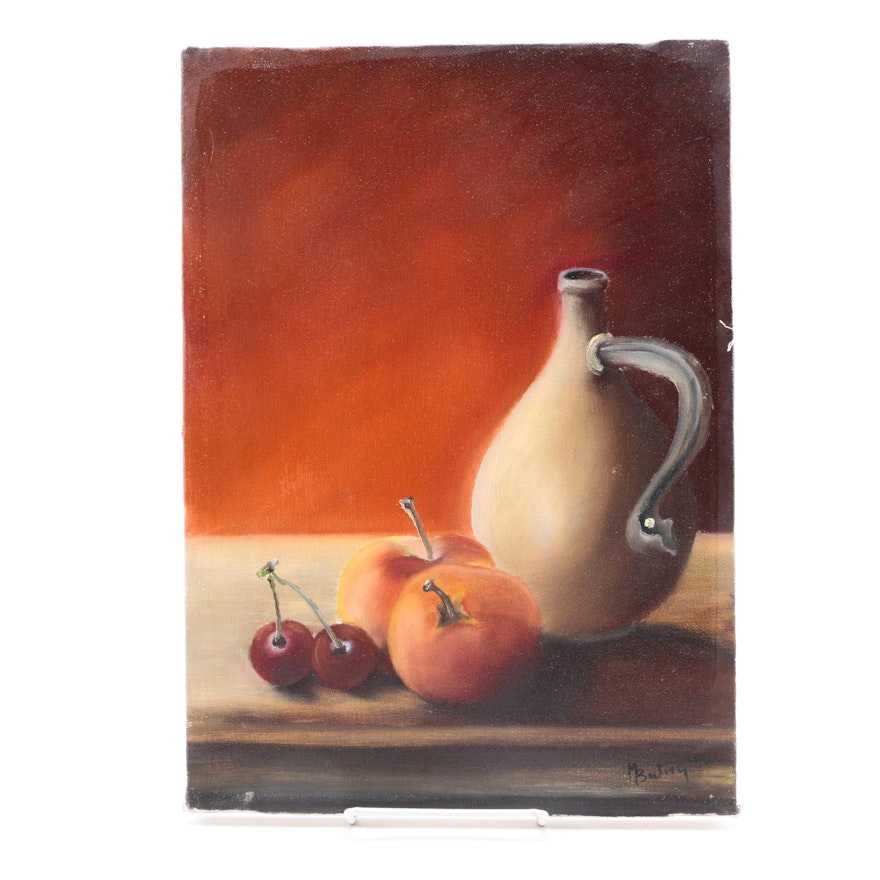 M. Butny Oil Still Life Painting on Canvas