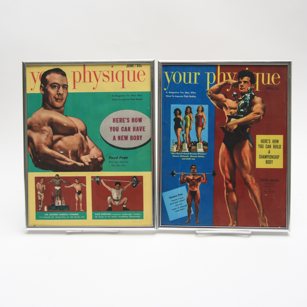 Two Framed 1950's Covers "Your Physique" Magazine