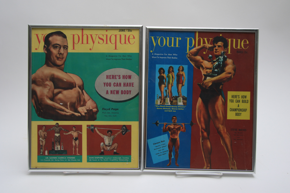 Two Framed 1950's Covers "Your Physique" Magazine