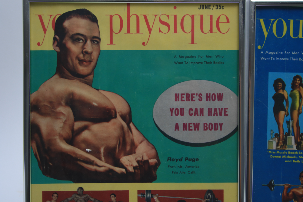 Two Framed 1950's Covers "Your Physique" Magazine