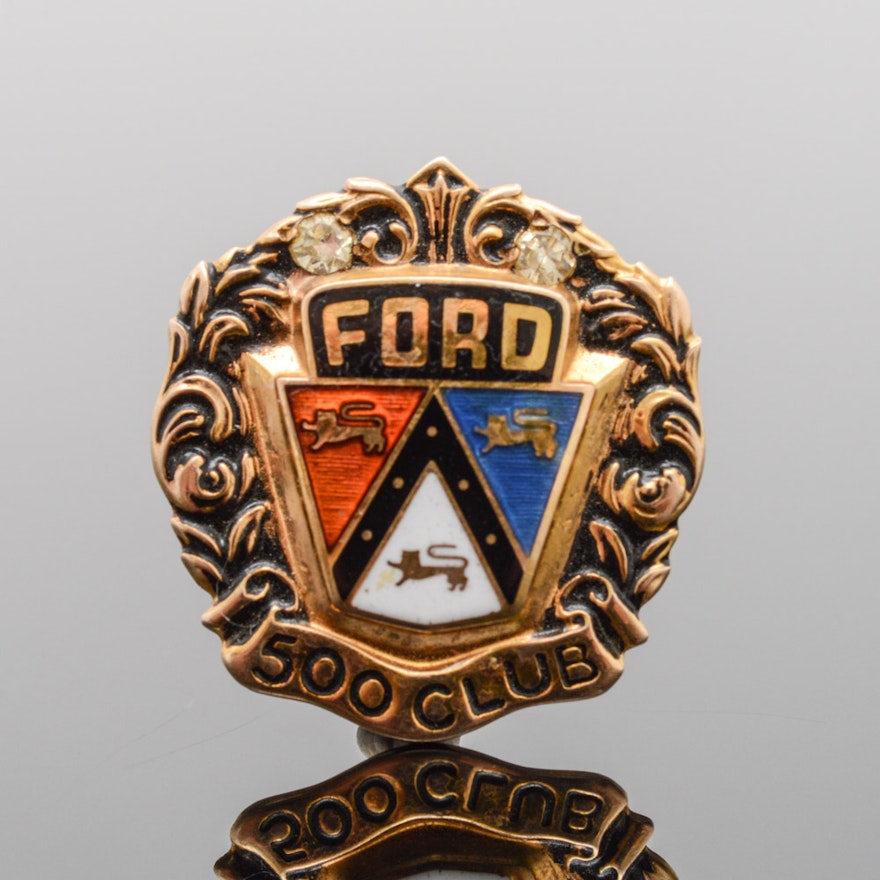 Vintage 10K Yellow Gold Ford 500 Club Pin