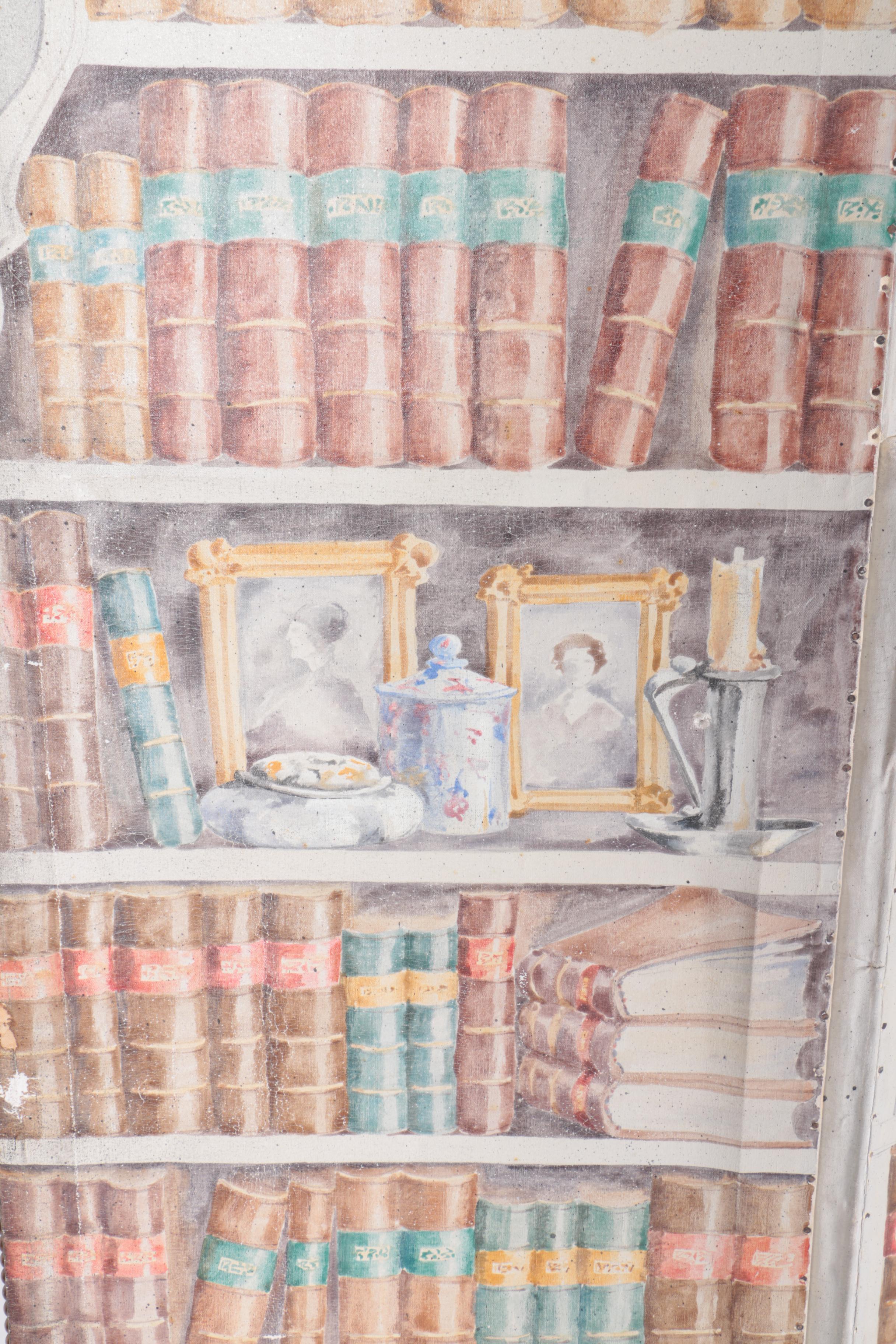 Oil Painting on Canvas Mounted to Four-Panel Room Divider