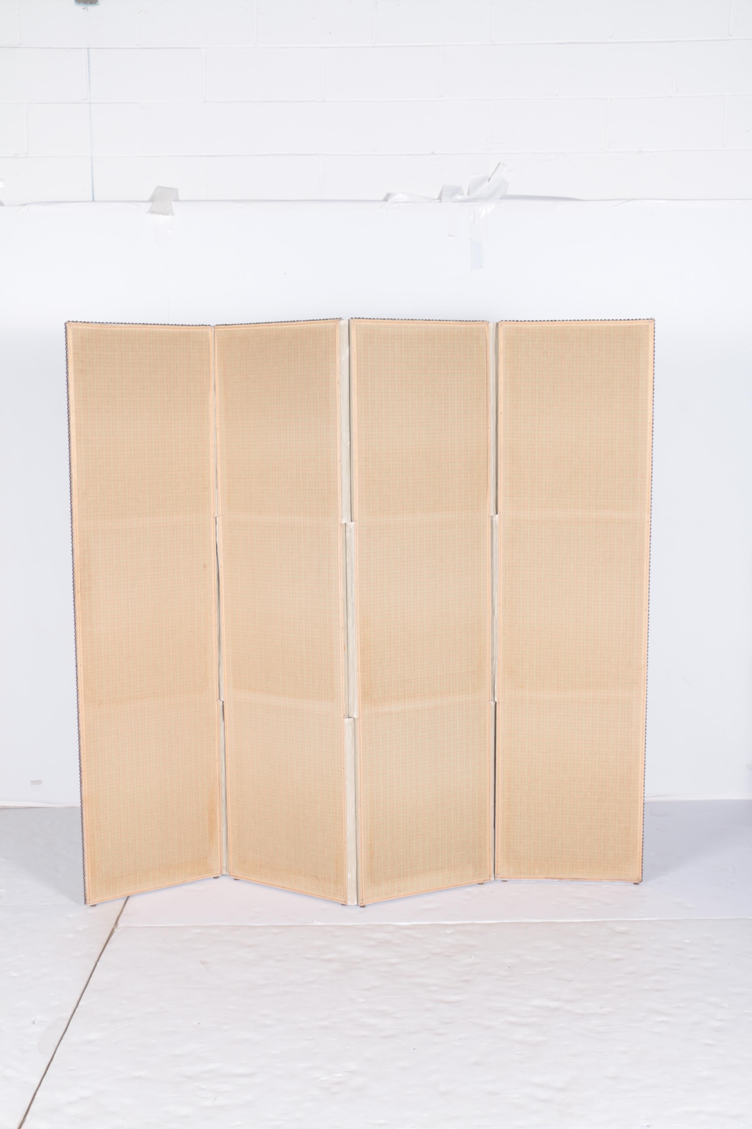 Oil Painting on Canvas Mounted to Four-Panel Room Divider