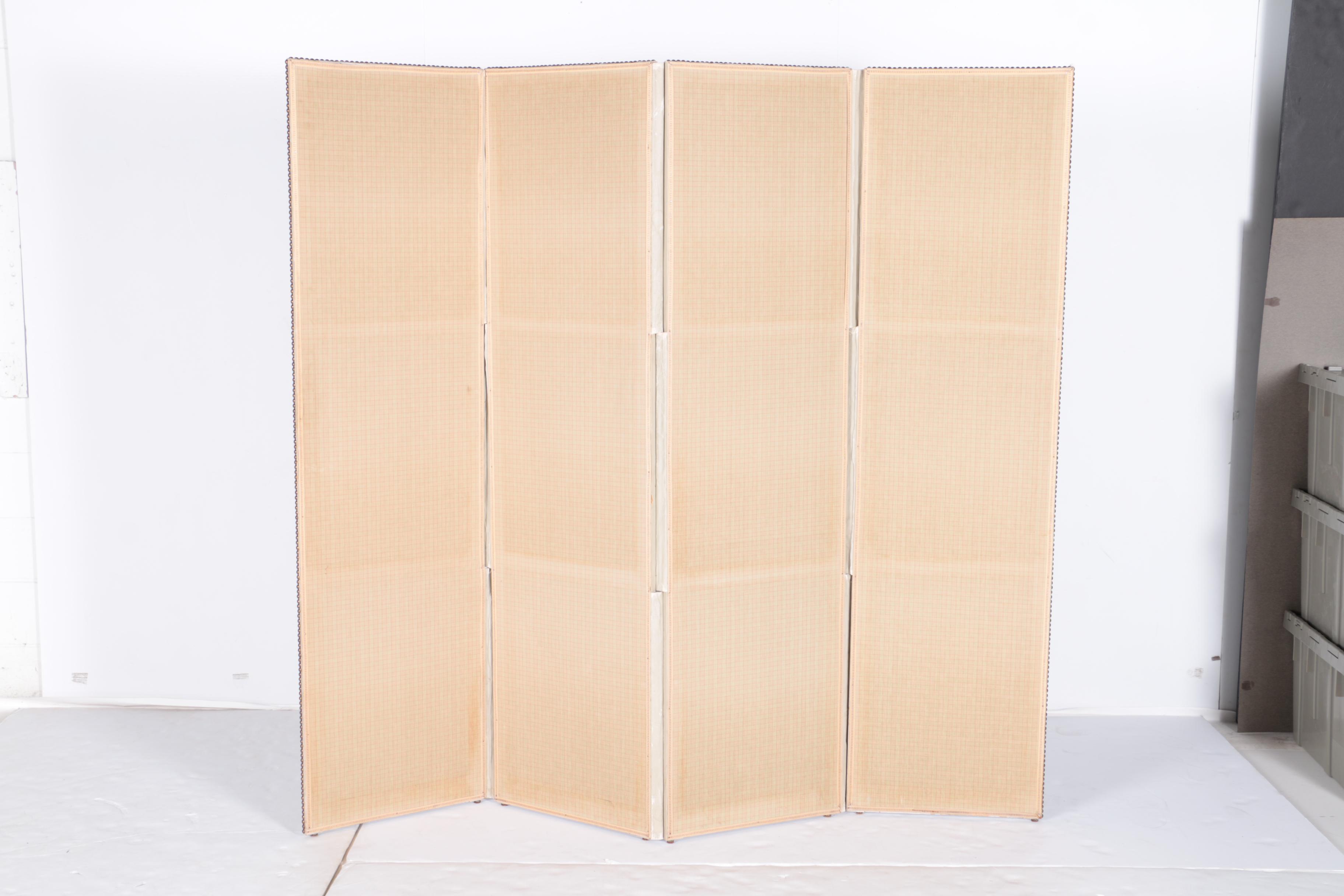 Oil Painting on Canvas Mounted to Four-Panel Room Divider