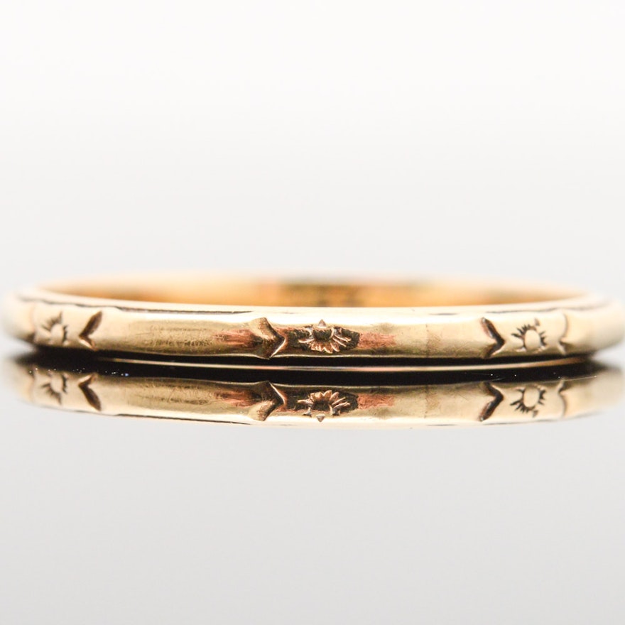 14K Yellow Gold Etched Ring