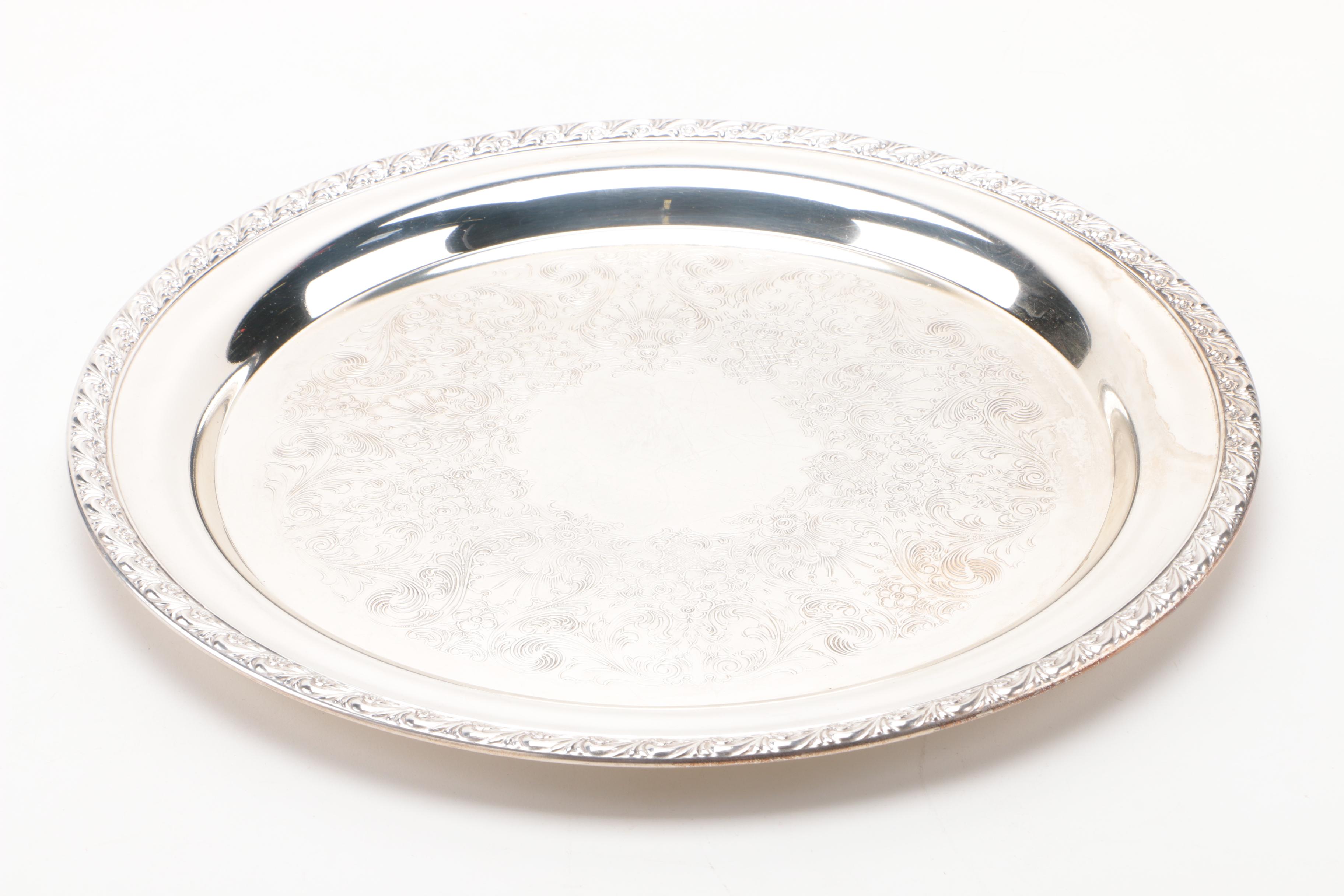 Gorham "Heritage" Silver Plate Tray and Other Silver Plate Servingware