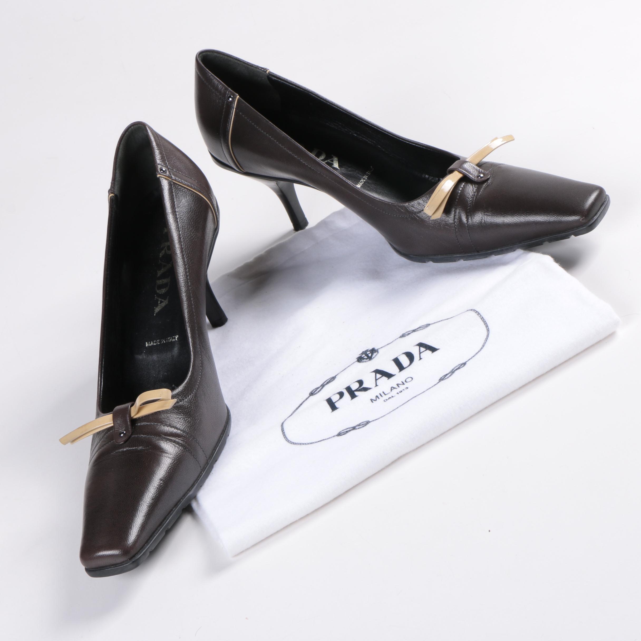 Prada Brown Leather Heels