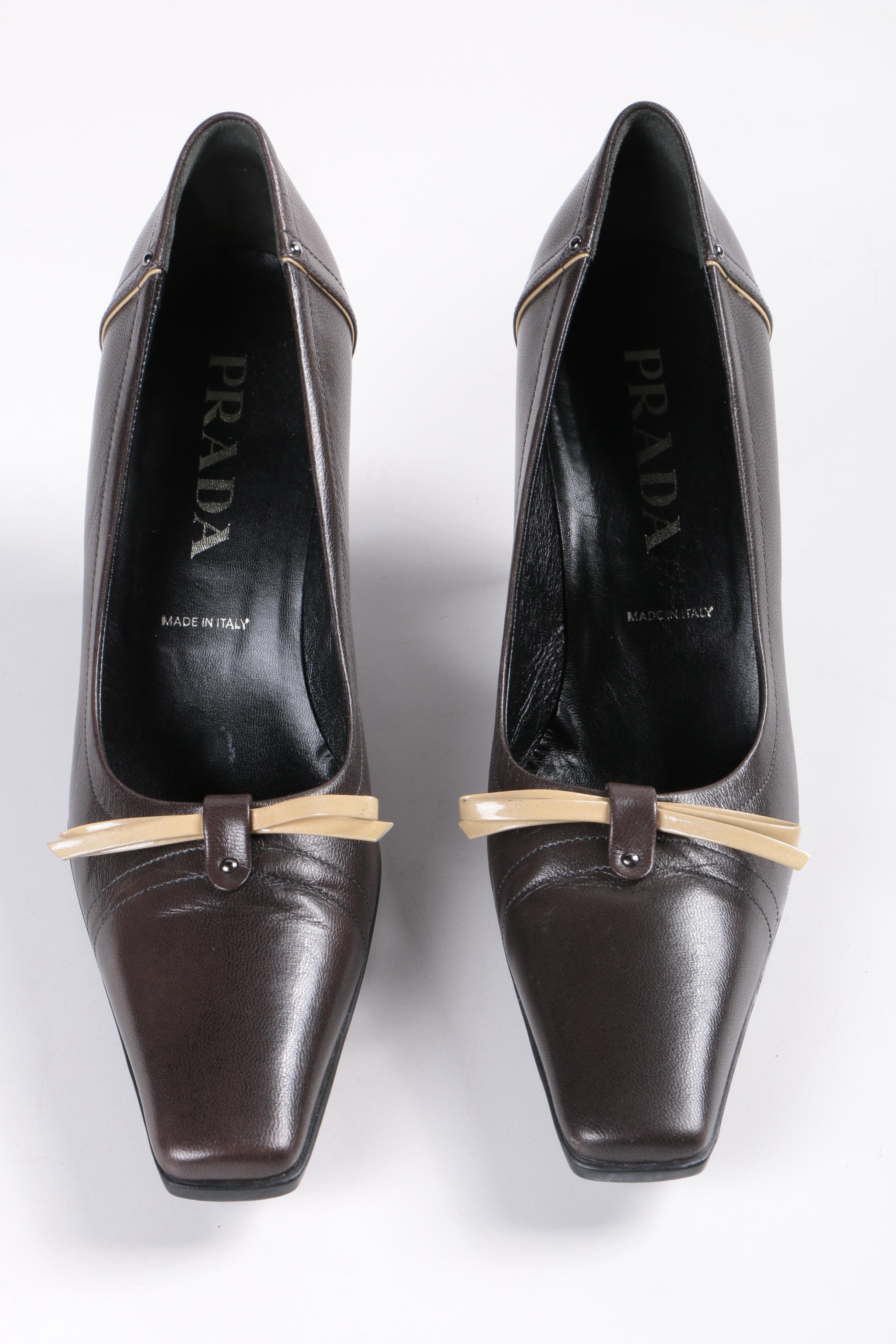 Prada Brown Leather Heels