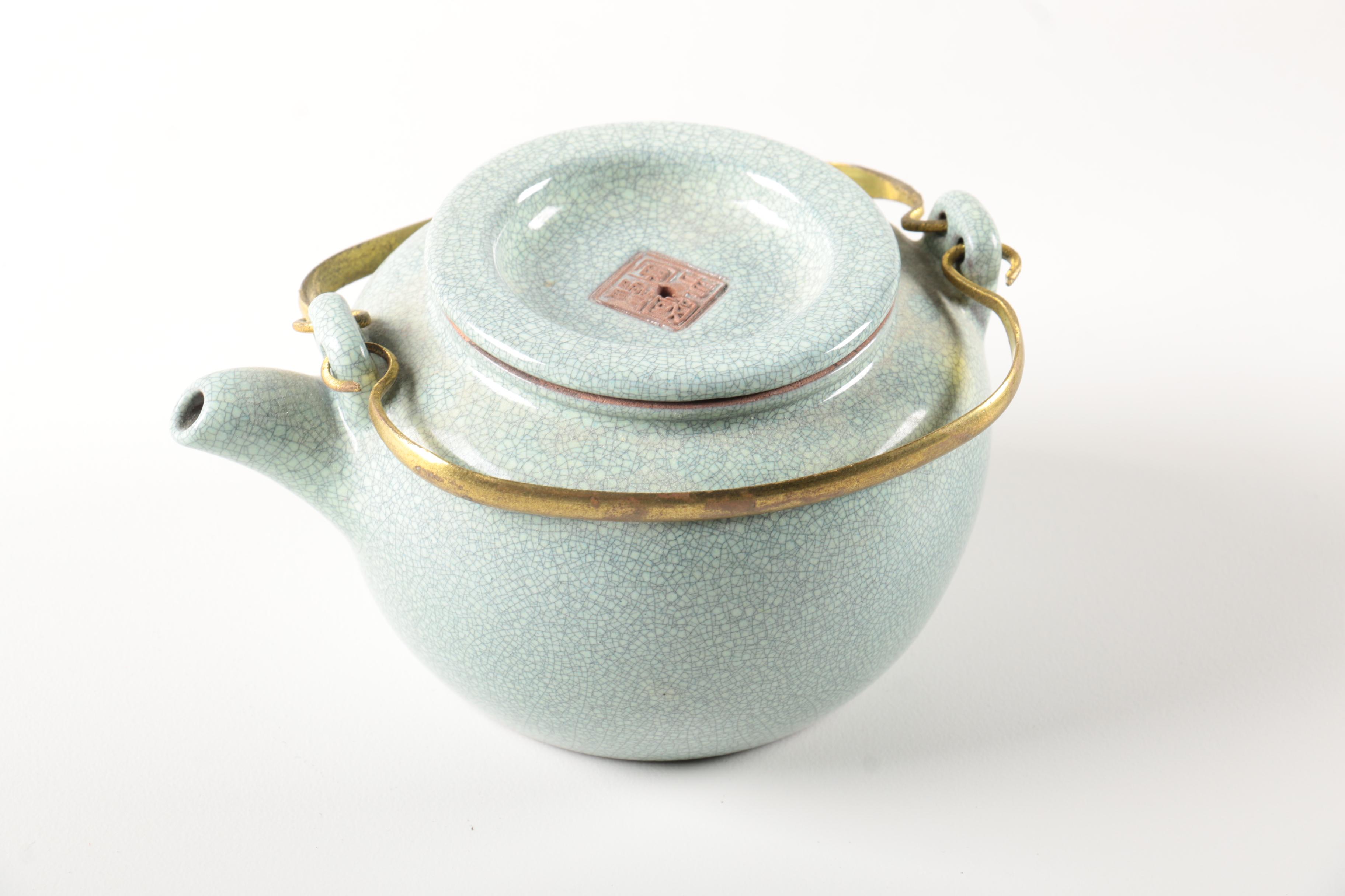 Chinese Light Green Porcelain Tea Set in Box