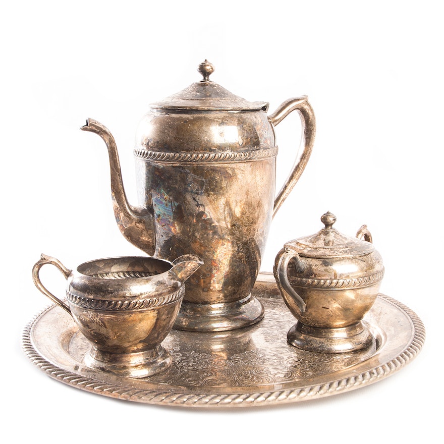 Vintage Plated Silver Coffee Set by F.B. Rogers