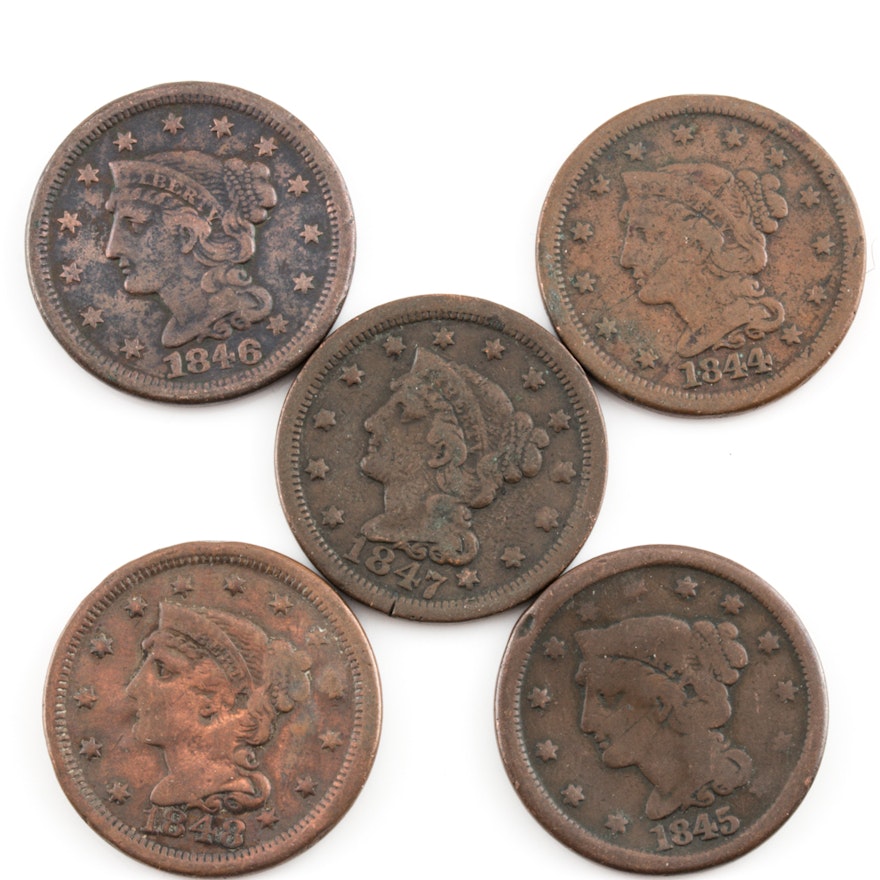 Group of 5 Various U.S. Large Cents Including an 1846