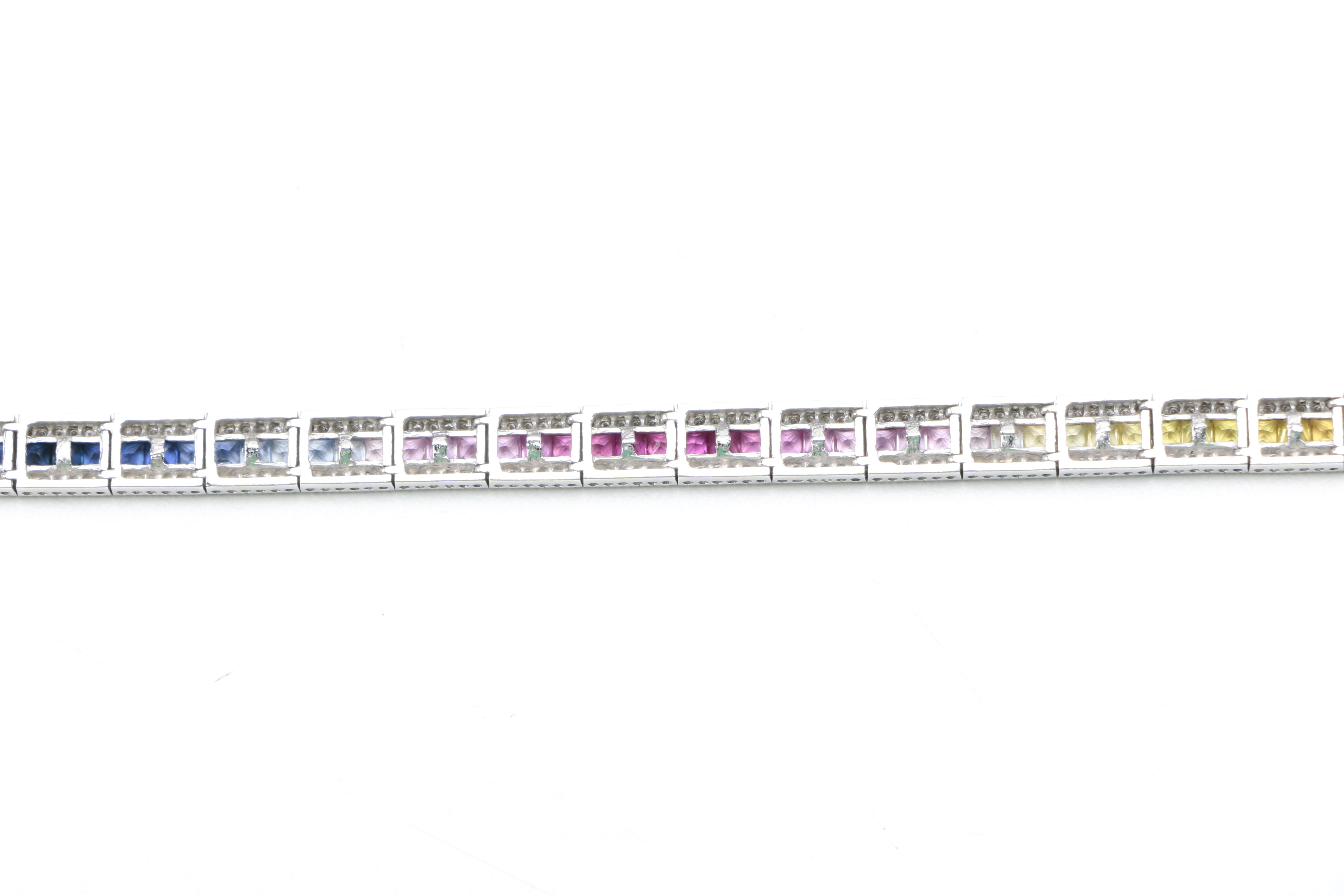 10K White Gold Multi-Color Sapphire, Ruby and Diamond Bracelet