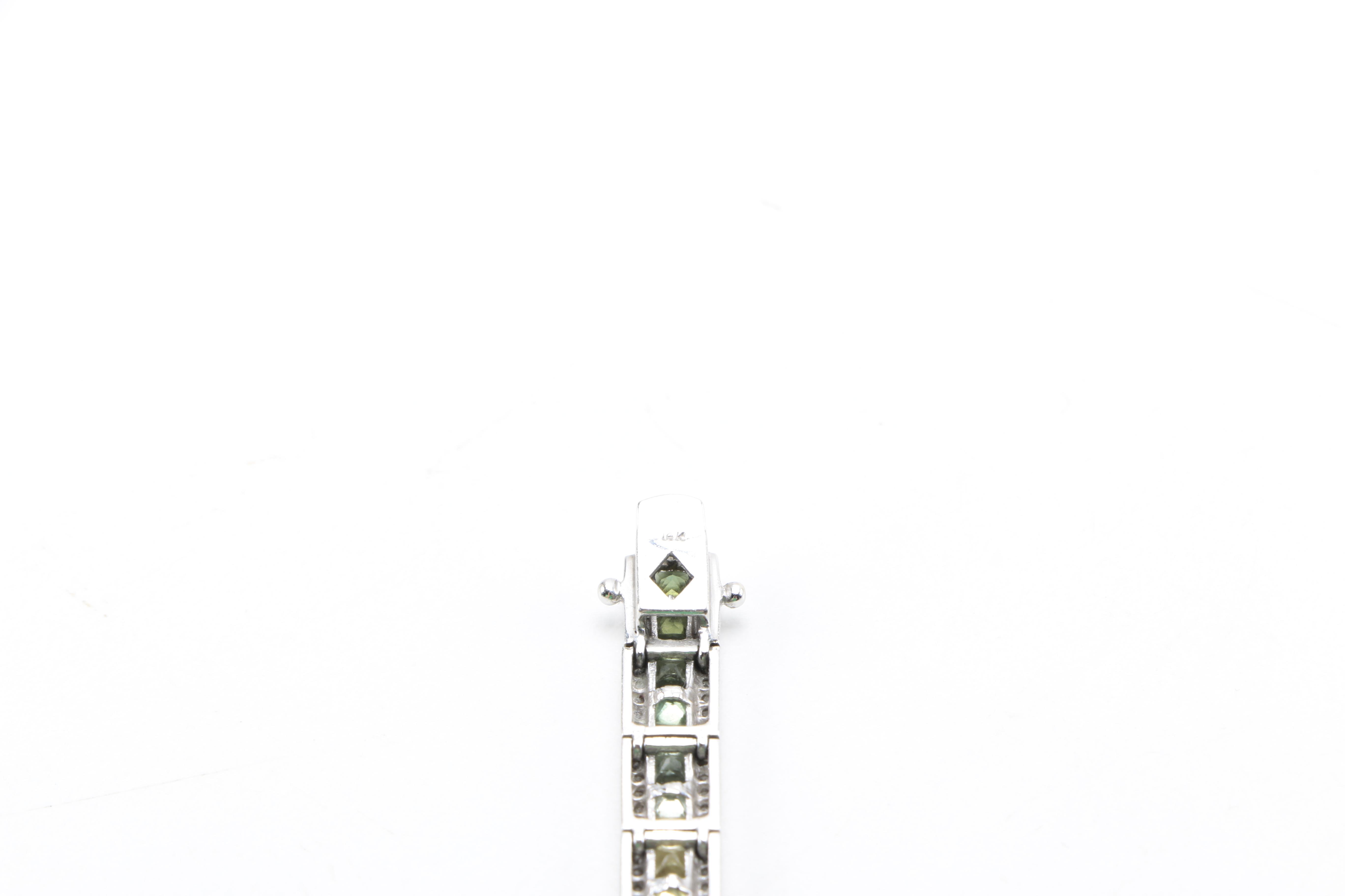 10K White Gold Multi-Color Sapphire, Ruby and Diamond Bracelet