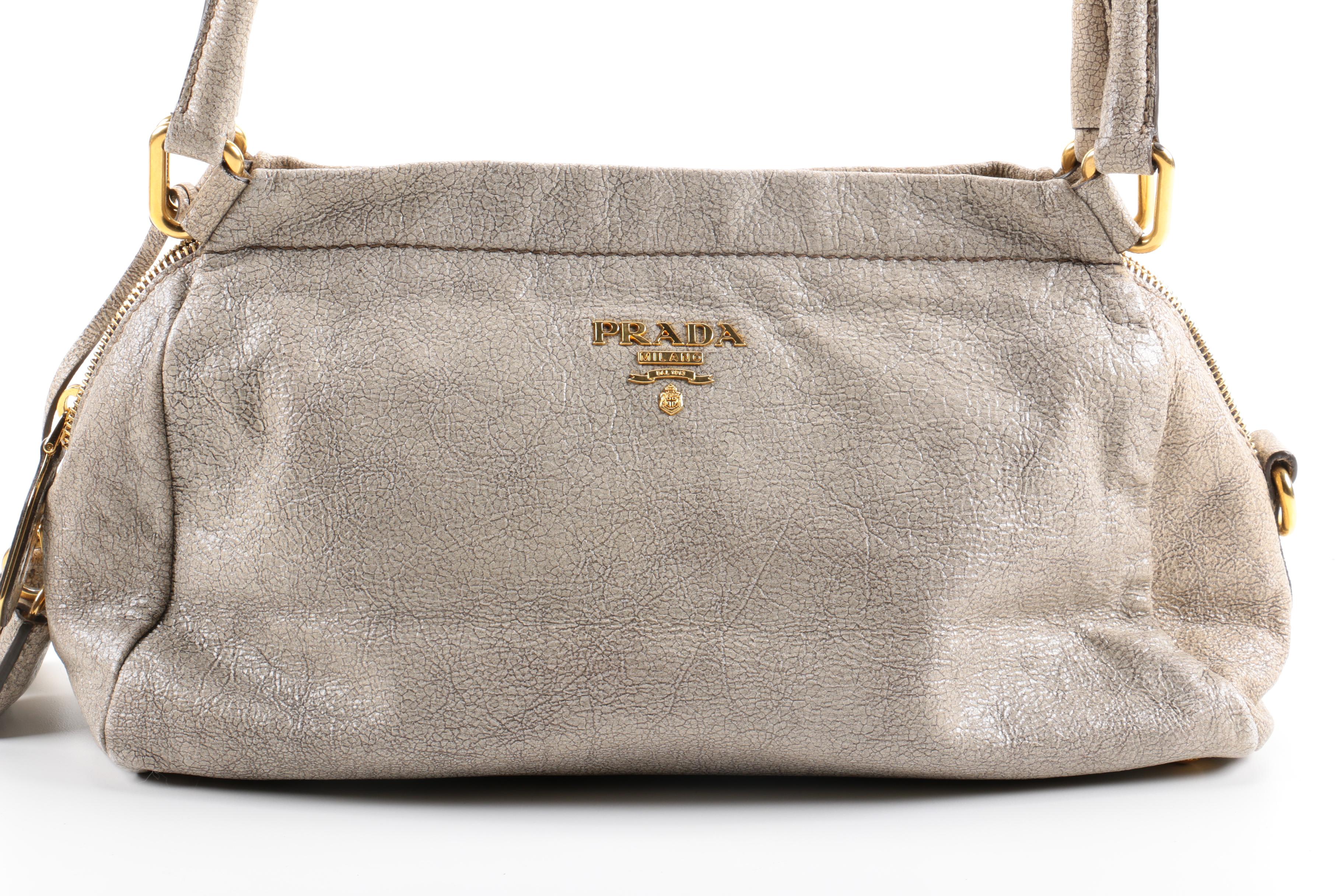 Prada Grey Leather Handbag