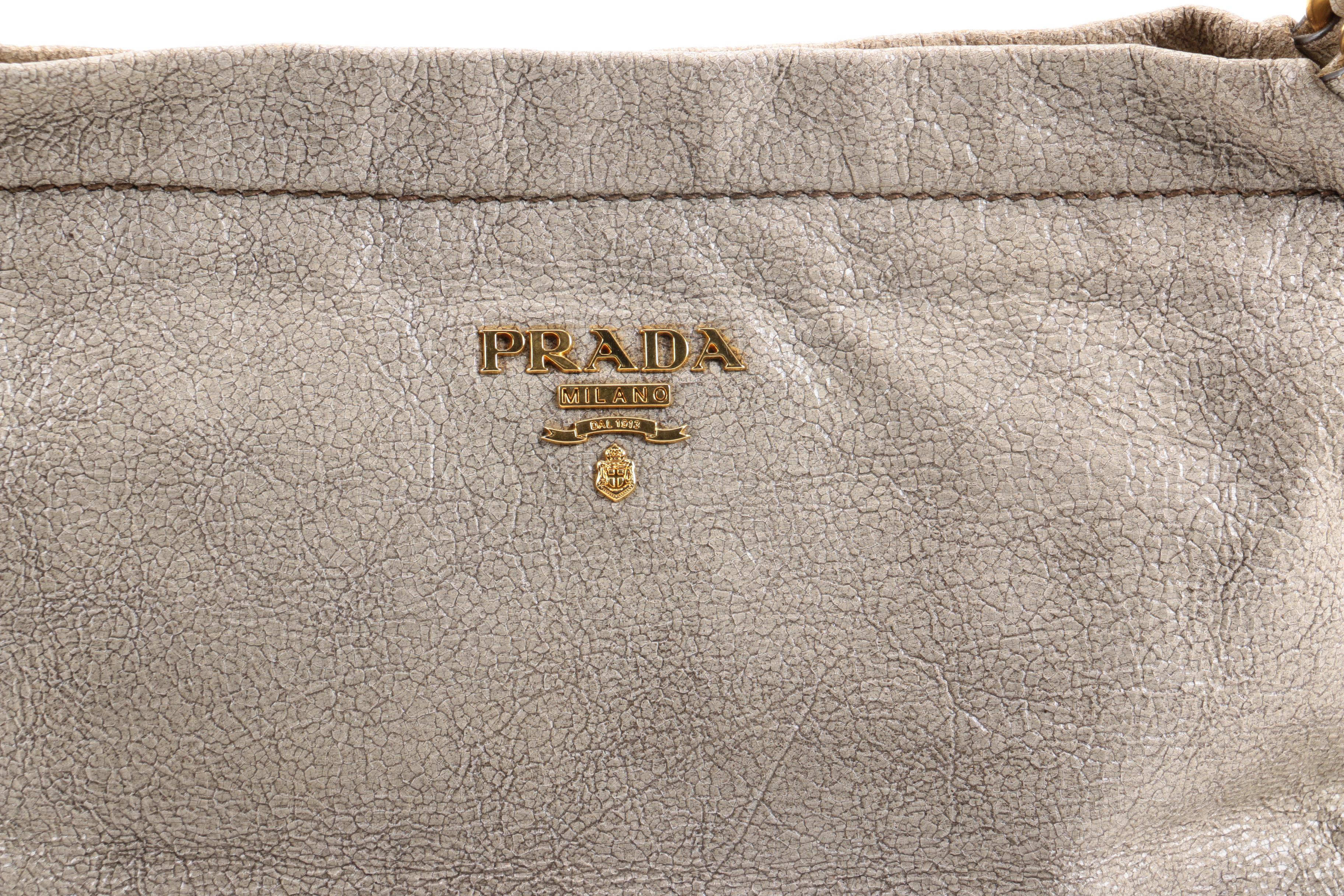Prada Grey Leather Handbag
