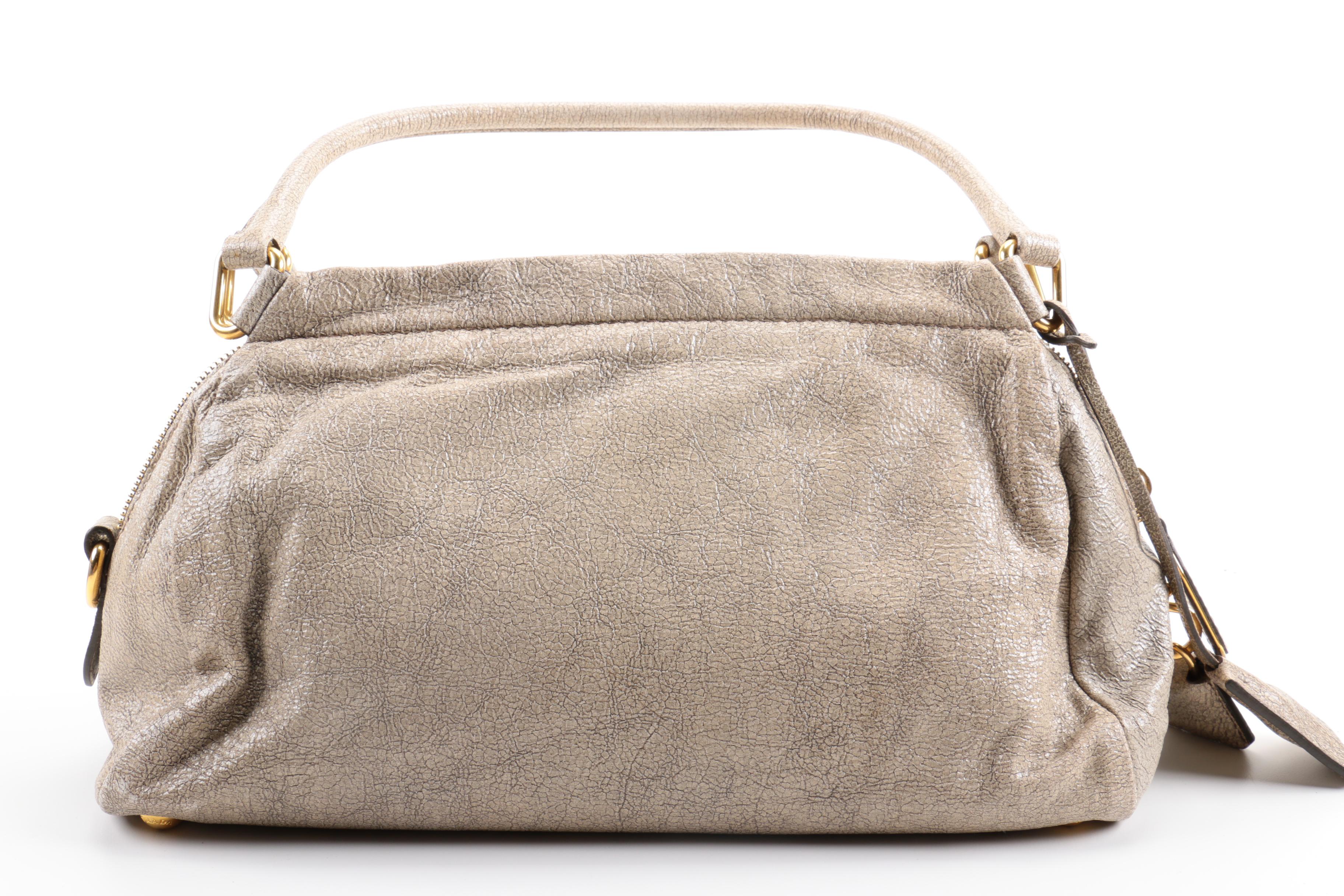 Prada Grey Leather Handbag