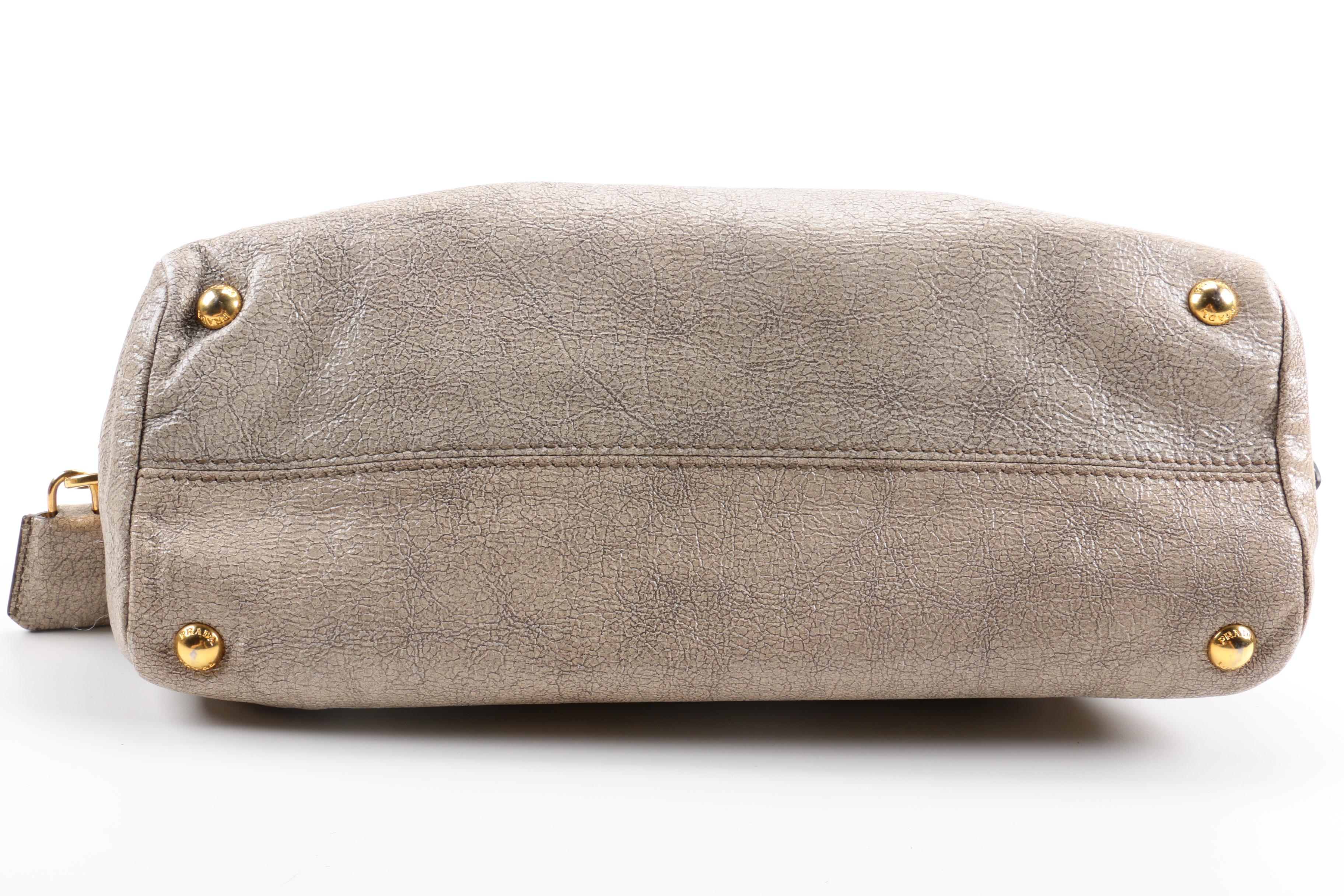 Prada Grey Leather Handbag