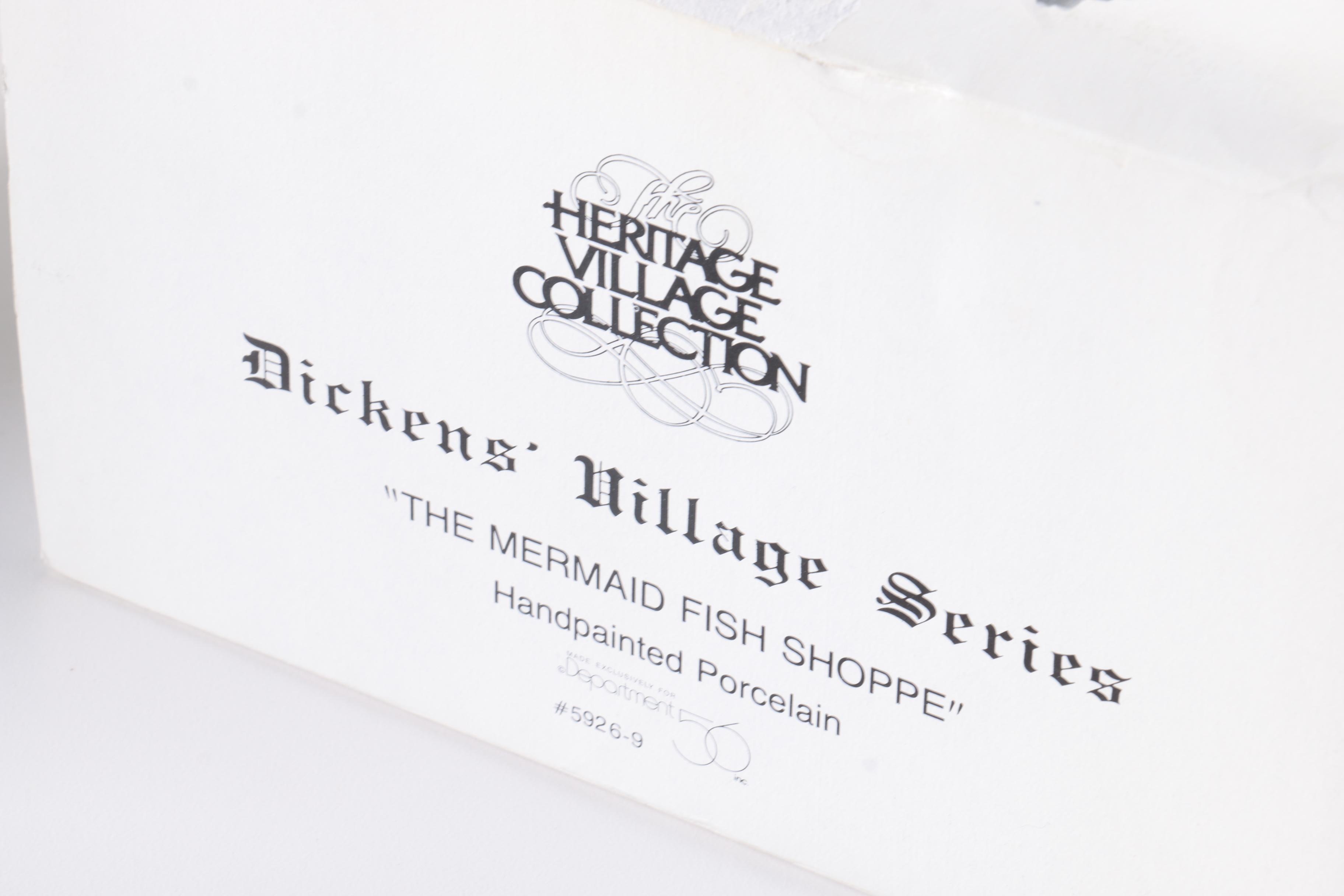 Department 56 Heritage Village Christmas Decor Including "The Mermaid Fish Shoppe"