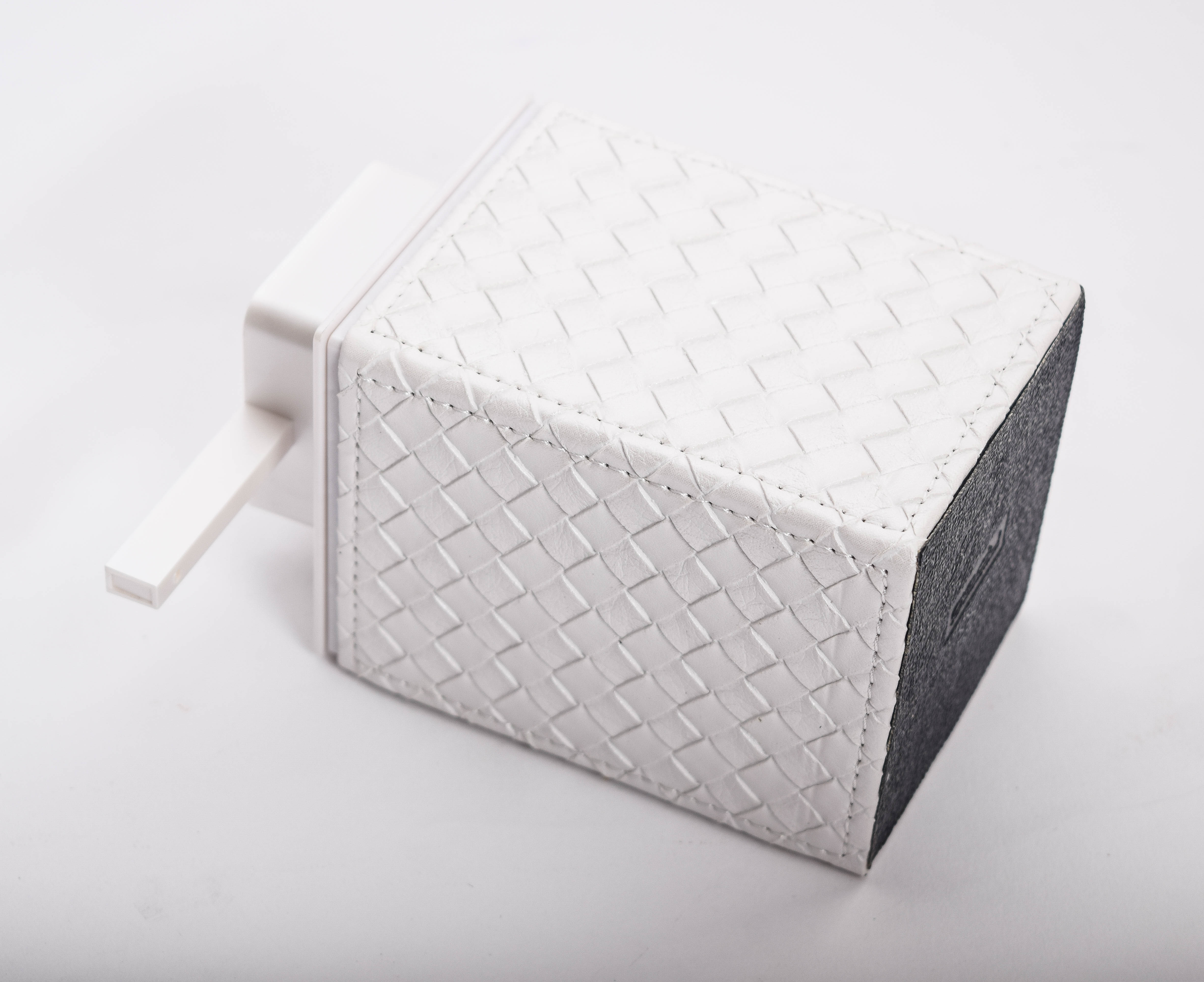 Gedy White Faux Leather Soap Dispenser and Holder