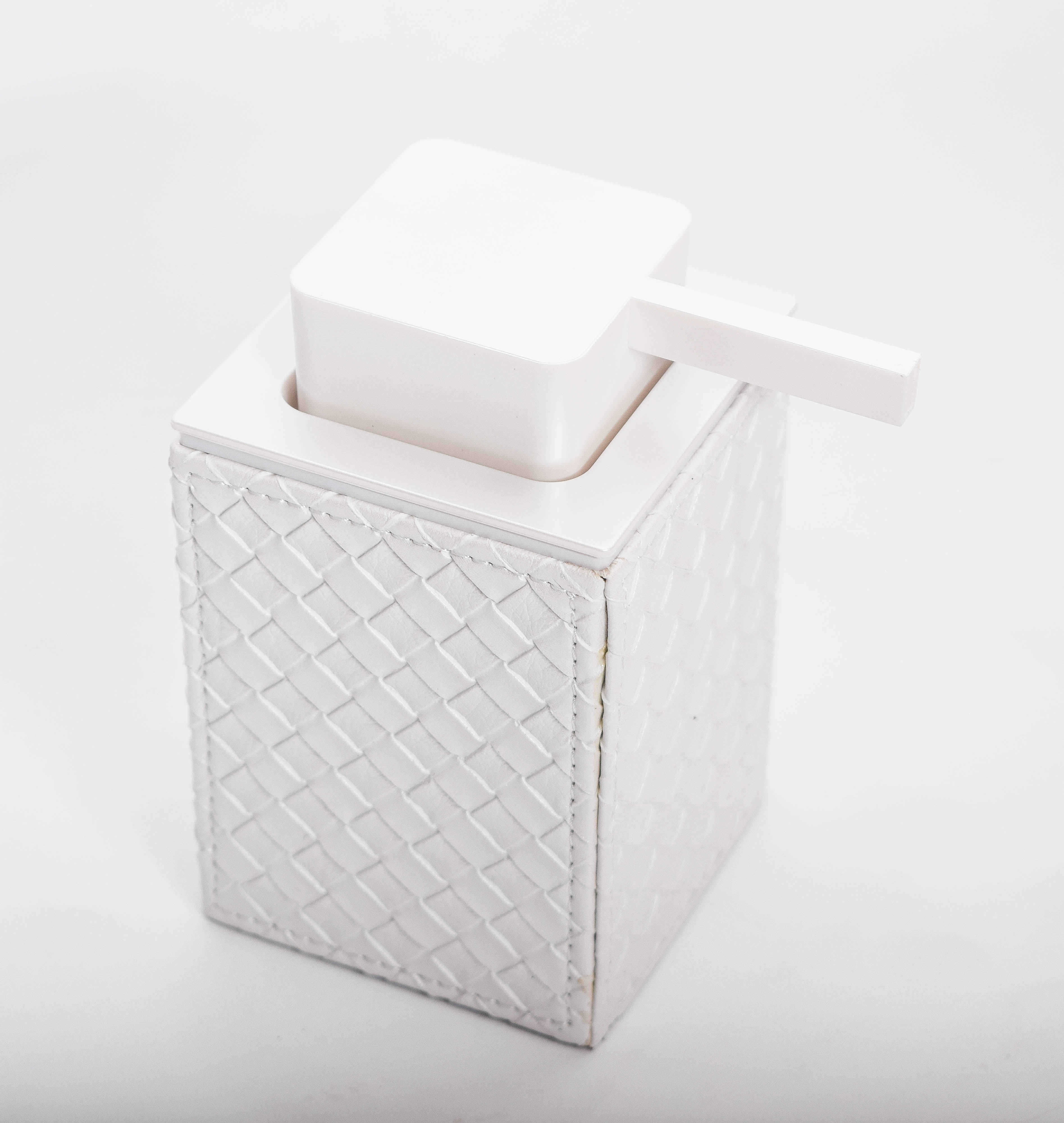 Gedy White Faux Leather Soap Dispenser and Holder