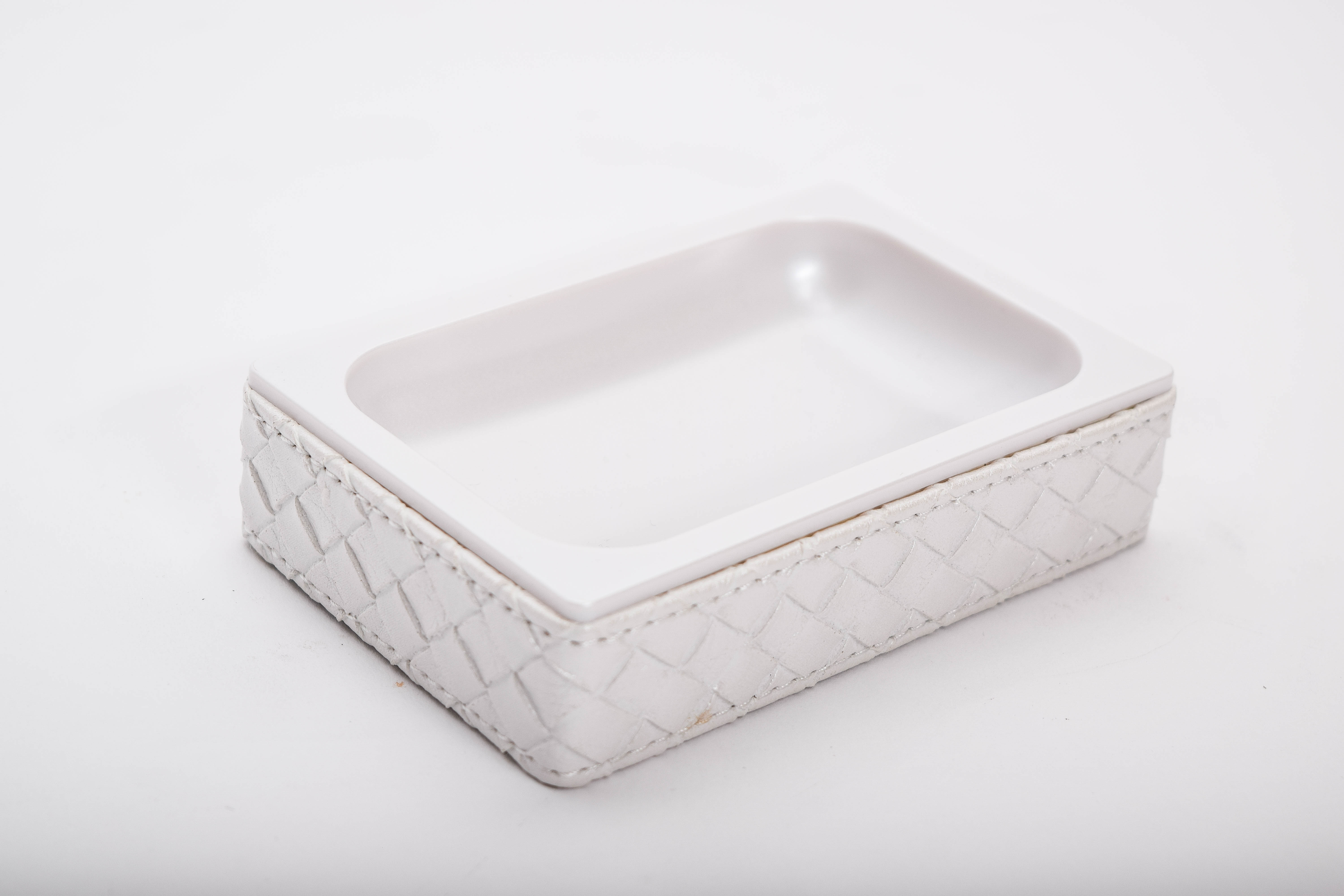 Gedy White Faux Leather Soap Dispenser and Holder